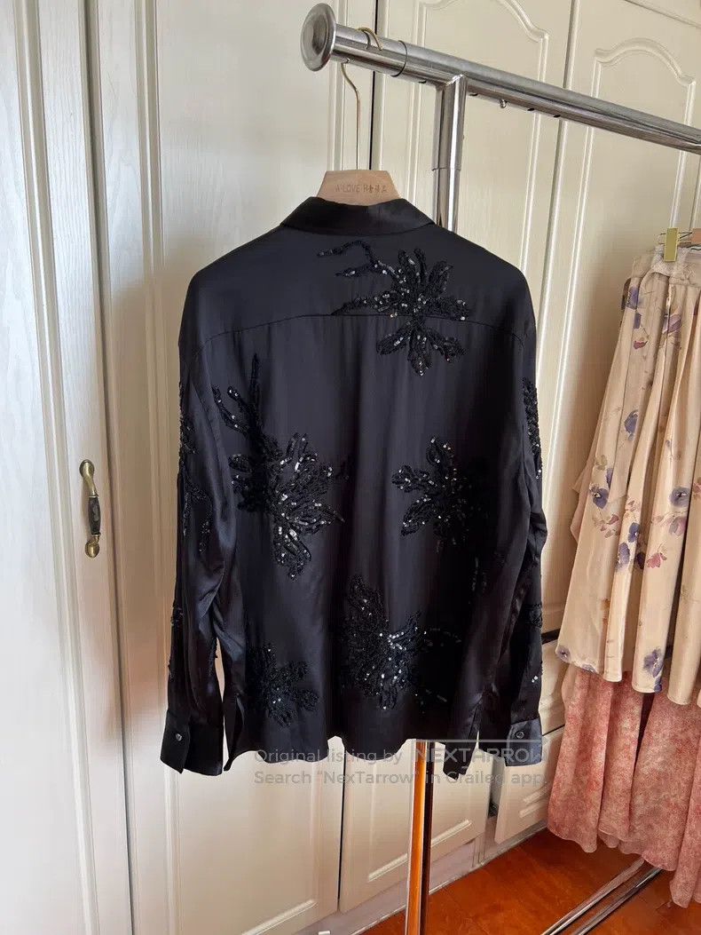 Brunello Cucinelli Brunello Cucinelli Silk embroidery flower sequin shirt Size S / US 4 / IT 40 - 3 Thumbnail