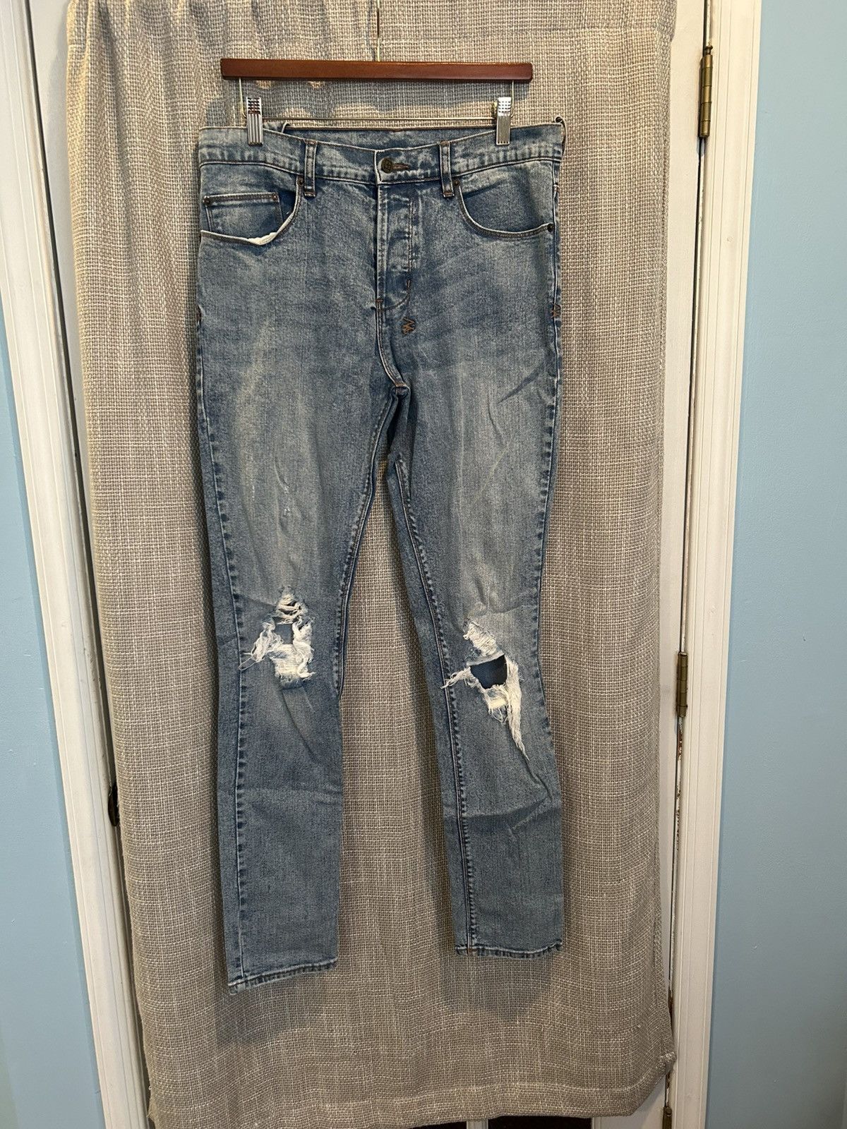 Ksubi Chitch Philly Blue Distressed Light Denim Skinny Jeans