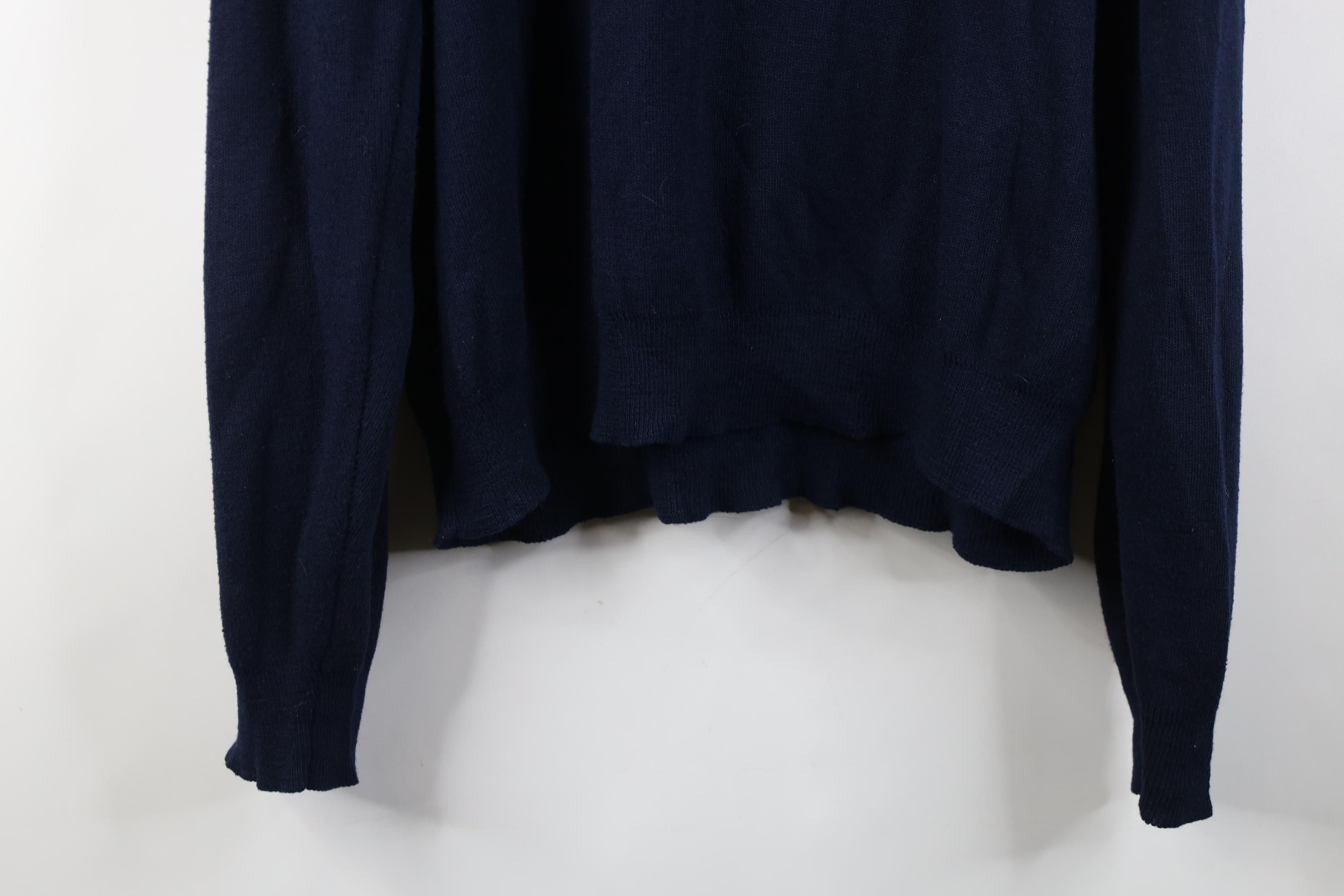 Vintage Vintage 70s Streetwear Blank Knit V-Neck Sweater Navy Blue Size US XL / EU 56 / 4 - 12 Thumbnail