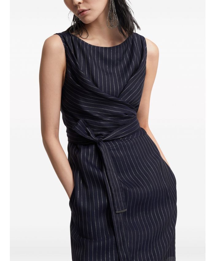 Brunello Cucinelli o1la1rc1a0425 Denim Dress in Navy Blue Size XL / US 12-14 / IT 48-50 - 5 Thumbnail