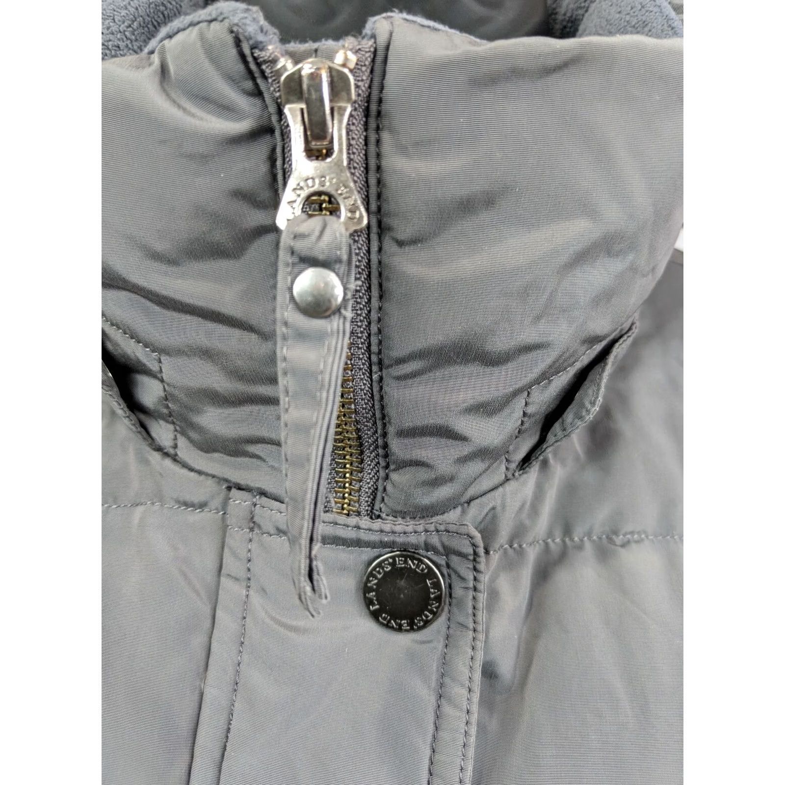 Lands' End LANDS END Womens Small Long Down Puffer Jacket Coat Quilted Grey Winter Size S / US 4 / IT 40 - 4 Thumbnail