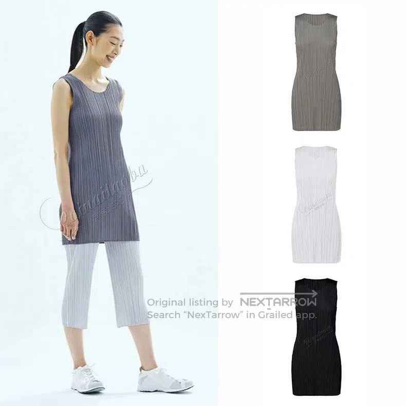 Issey Miyake Issey Miyake Black Pleated Sleeveless Midi Top Size L / US 10 / IT 46 - 6 Thumbnail