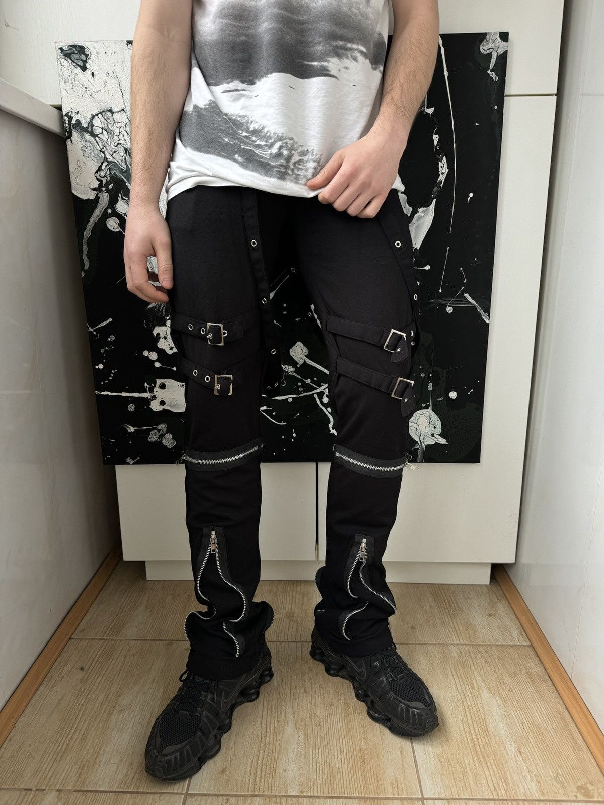 image of 20471120 x Archival Clothing Gothicana Bondage Rave Pants in Black, Men's (Size 30)