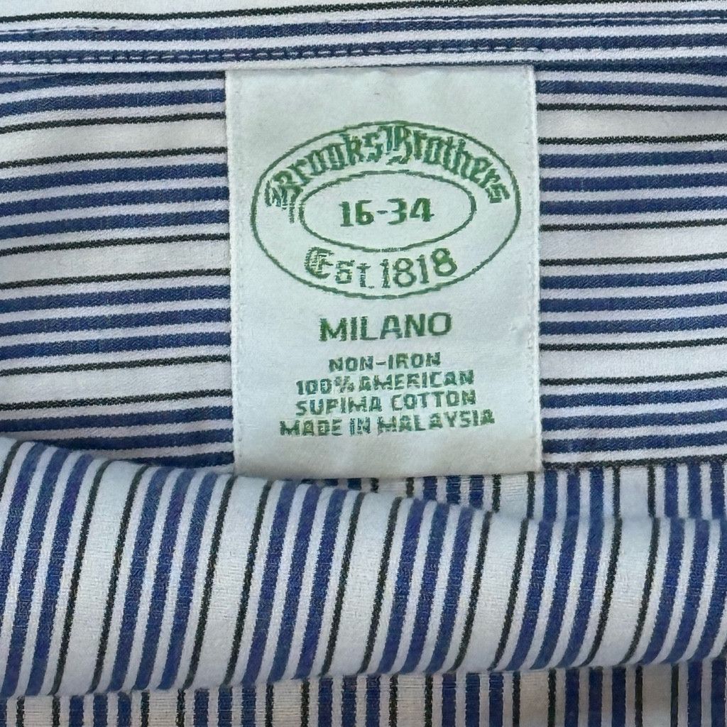 Brooks Brothers Brooks Brothers Men’s Milano Shirt 16/34 Blue Stripe Size 34S - 7 Thumbnail