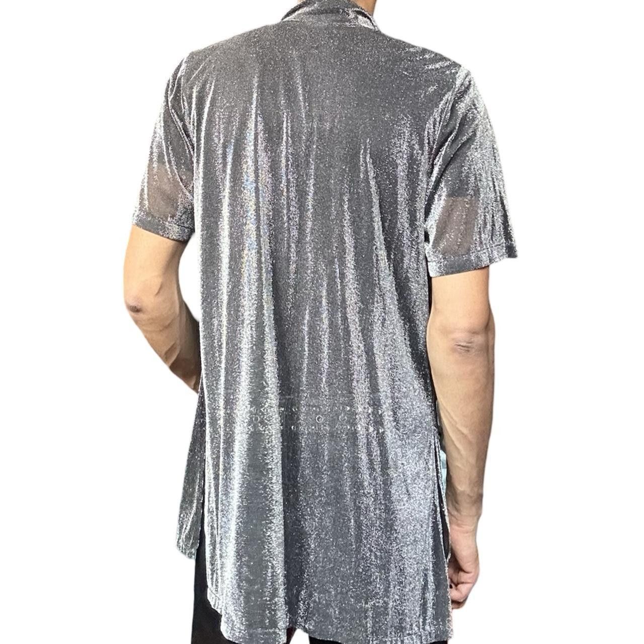 Vintage Vintage Design 36 Black/Silver Sheer Metallic Shirt - Large Size L / US 10 / IT 46 - 5 Thumbnail