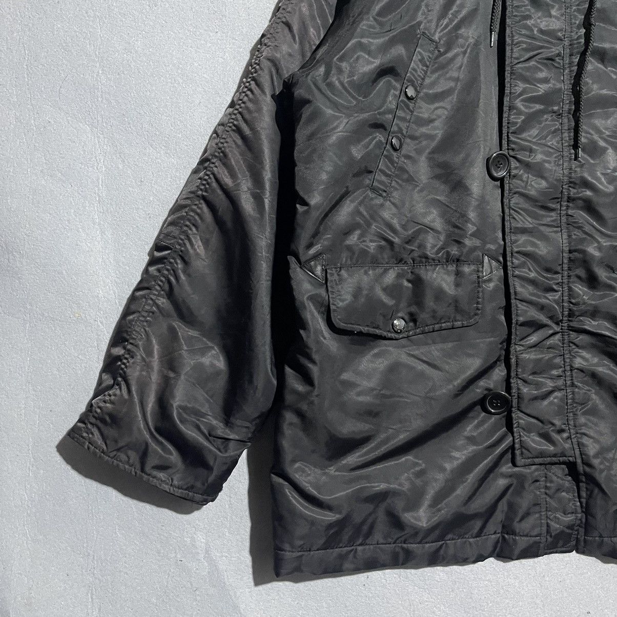 Playboy Vintage 90s Playboy Black Parka Jacket with Faux Fur Hood Size US L / EU 52-54 / 3 - 4 Thumbnail