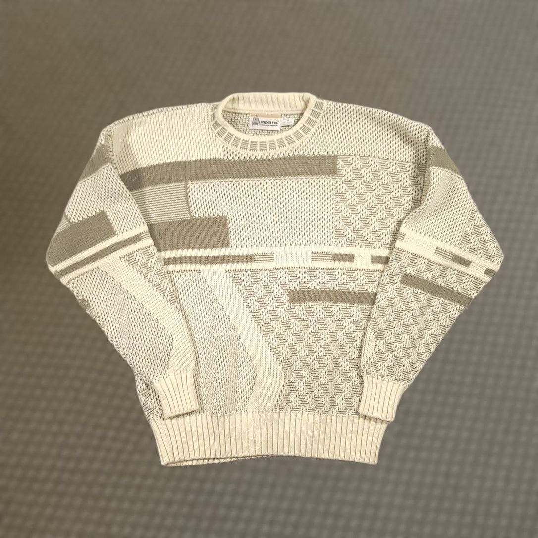 London Fog VINTAGE London Fog Sweater Mens M Wool Beige Geometric Crewneck Pullover 90s Size US L / EU 52-54 / 3 - 1 Thumbnail