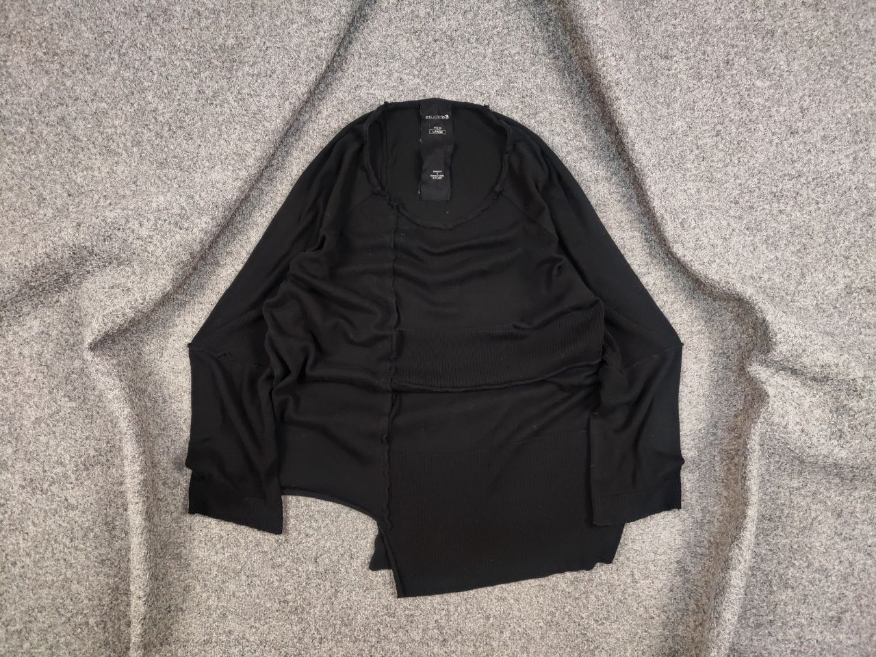 Japanese Brand Studio B3 Design Avant Garde Black Asymmetric Light Sweater Size L / US 10 / IT 46 - 1 Thumbnail