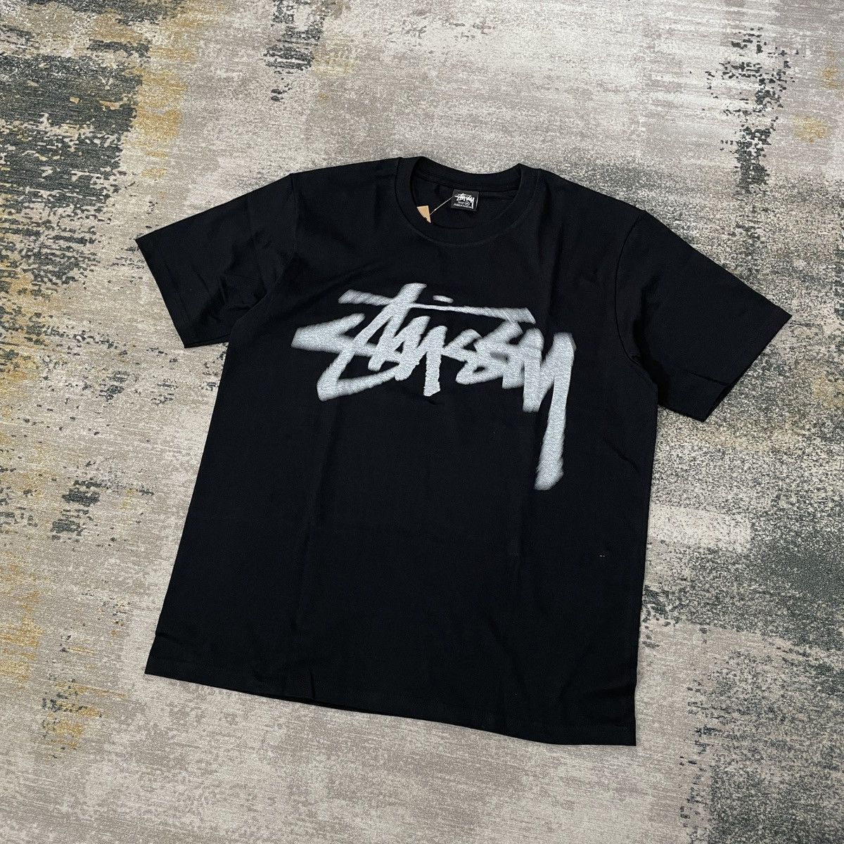 image of Stussy Stock Big Dizzy Tee In Black, Men's (Size Medium)