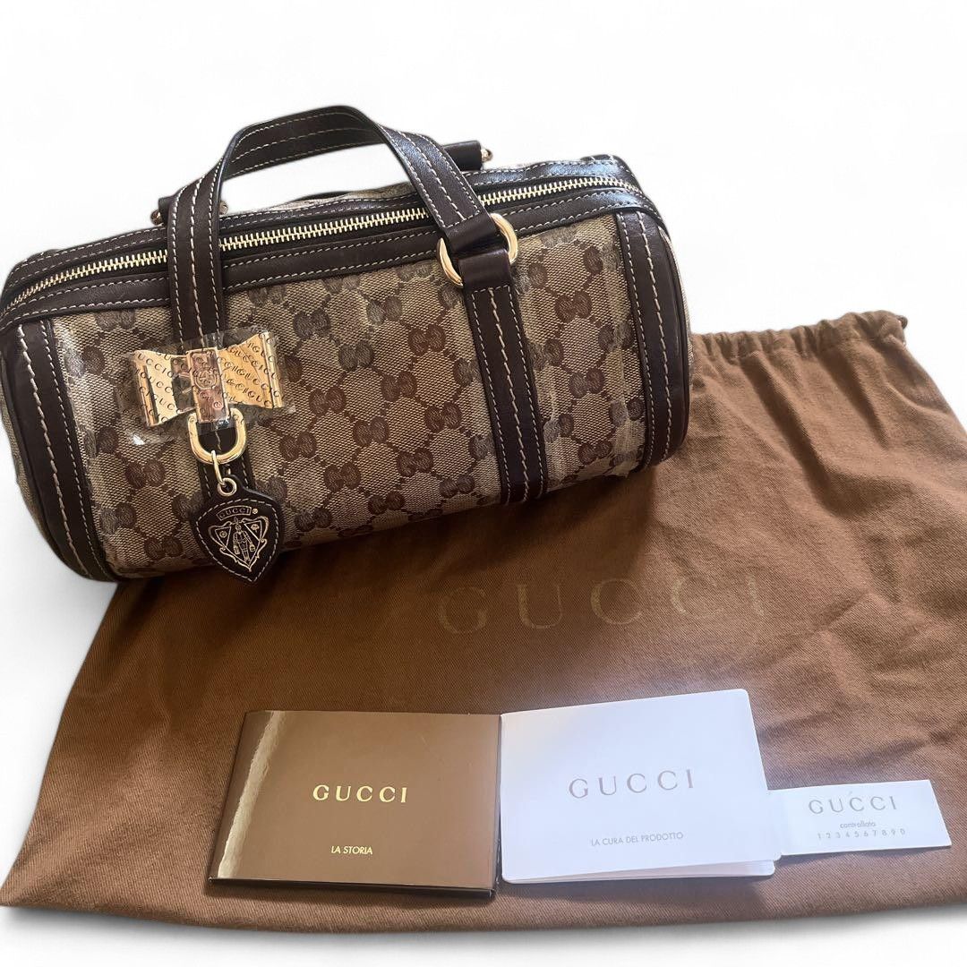 Gucci Gucci - Handbag Heart Ribbon Monogram Brown Leather Size ONE SIZE - 11 Thumbnail