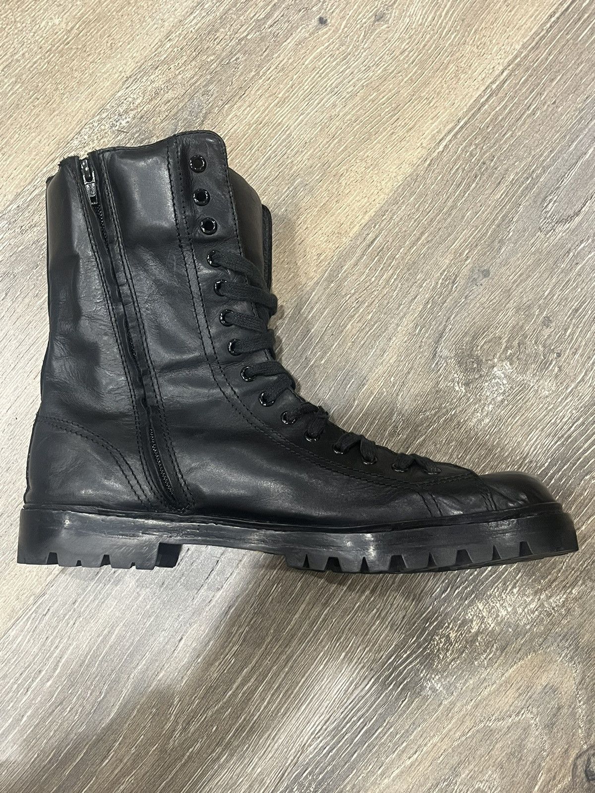 Yohji Yamamoto Yohji Yamamoto Pour Homme Zip Lace Leather Combat Boots