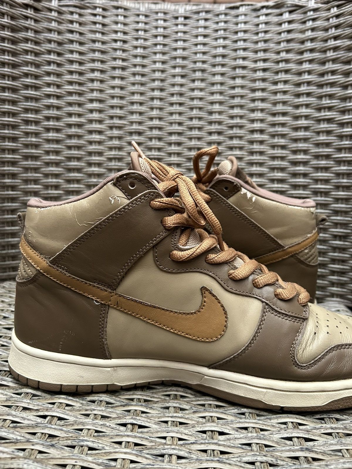 Nike Vintage 2003 Nike Dunk High “UNSTUSSY” Hay Maple Taupe Size US 10 / EU 43 - 18 Thumbnail