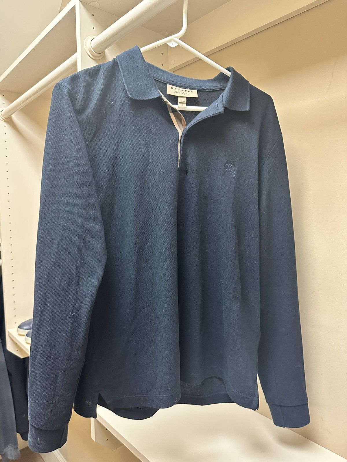 Burberry Navy Burberry Classic Long Sleeve Polo Size US S / EU 44-46 / 1 - 1 Thumbnail