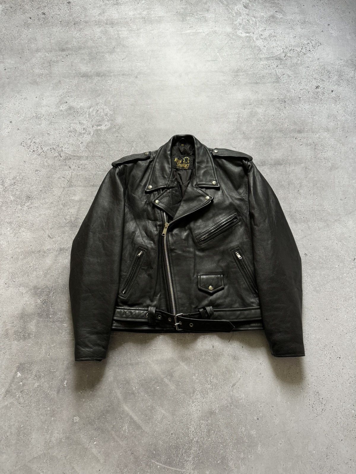 Genuine Leather × Vintage Vintage 90s Ramones Style Biker Leather Jacket Size US S / EU 44-46 / 1 - 3 Thumbnail