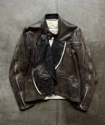 Nozomi Ishiguro NOZOMI ISHIGURO AW15 Asymmetric Zipper Leather Jacket Size US XS / EU 42 / 0 - 4 Thumbnail