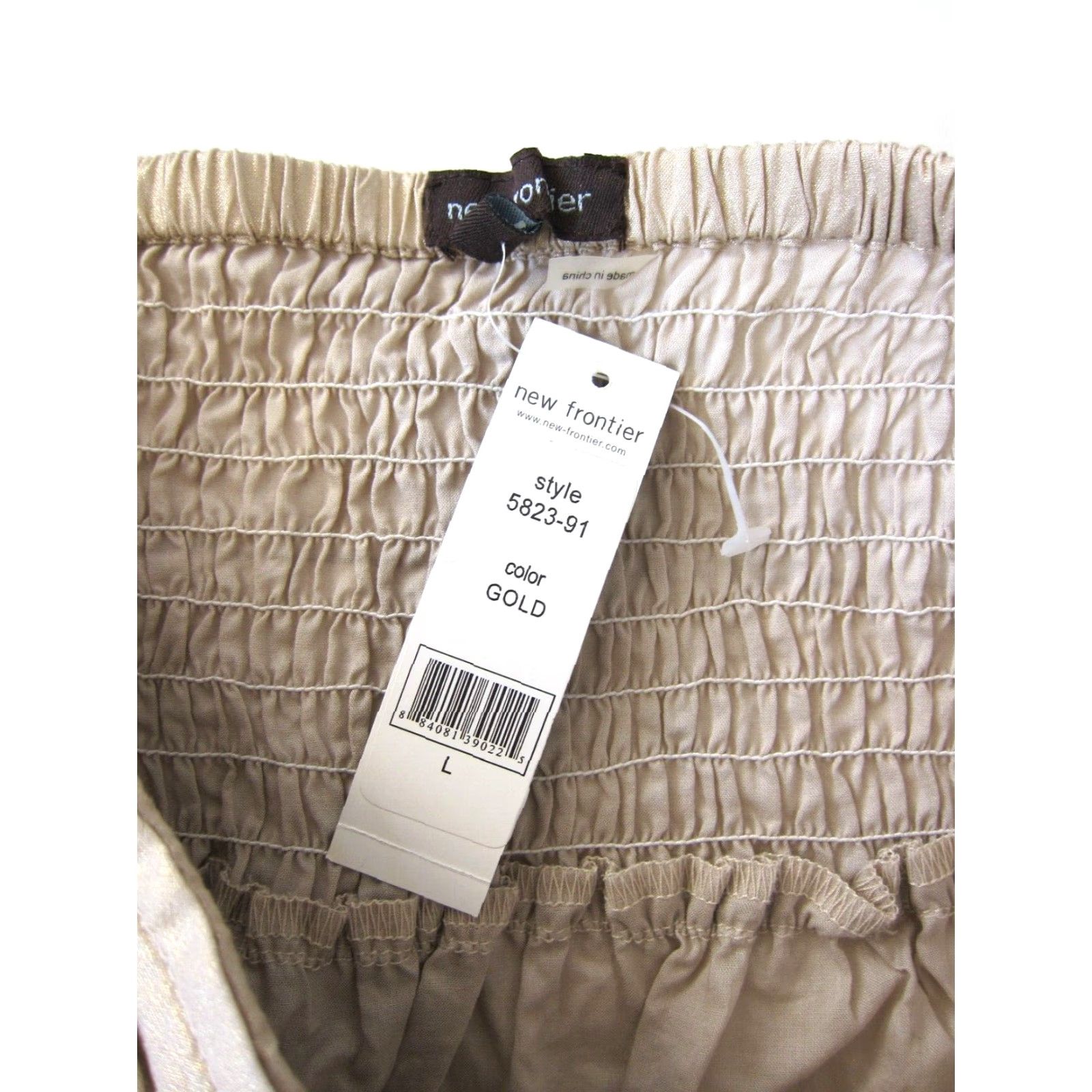 Vintage NWT New Frontier 100% Cotton Gold Shimmery Strapless Bow Tie Blouse Women Large Size L / US 10 / IT 46 - 4 Thumbnail