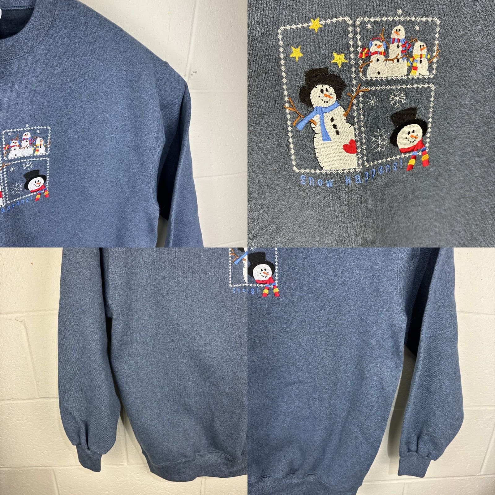 Vintage VINTAGE Lee Snow Happens Sweatshirt Gray L Adults Casual 1990s Winter Embroidered Snowman Grunge Men’s or Women’s Size US L / EU 52-54 / 3 - 8 Thumbnail
