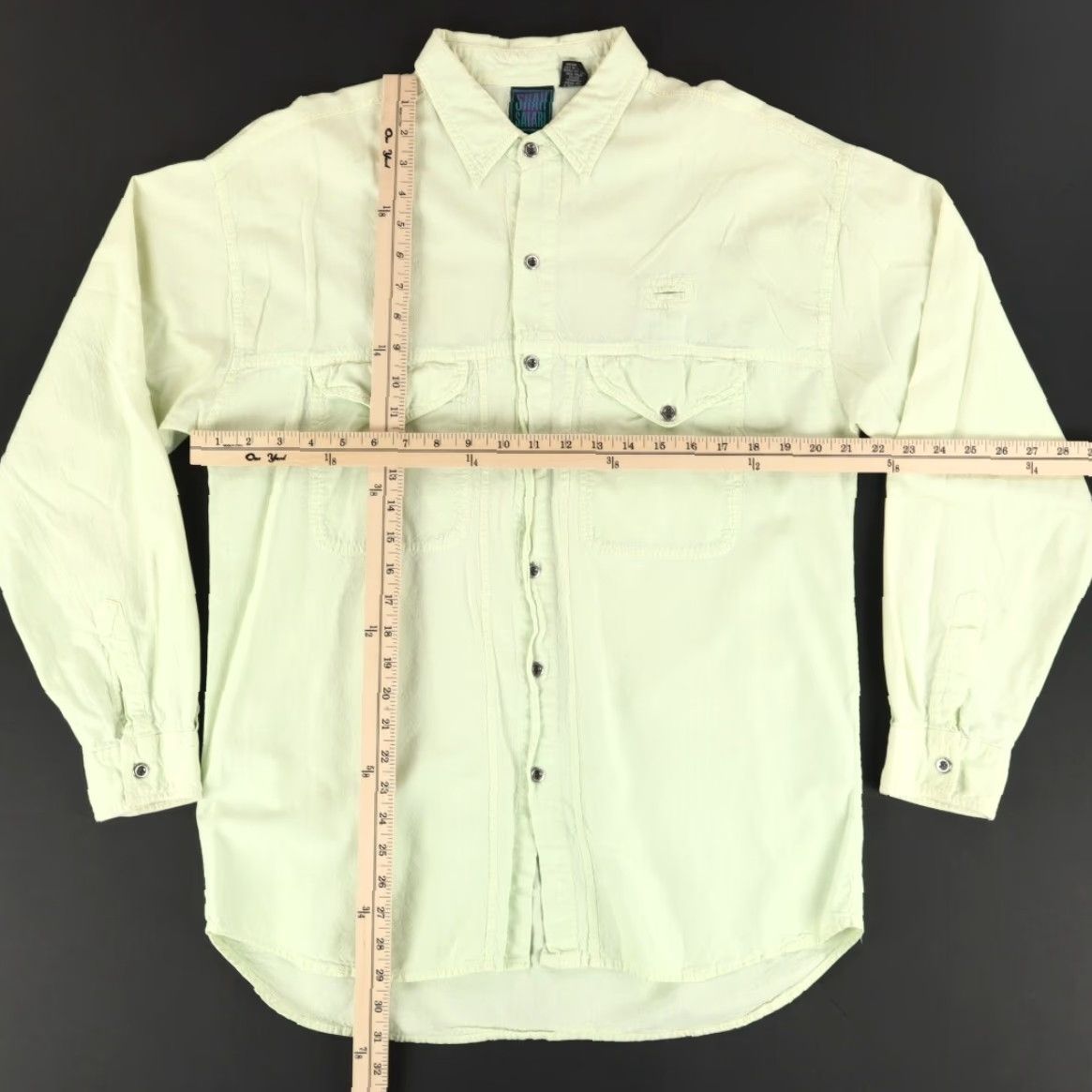 Vintage VTG Shah Safari Shirt Green M Men Long Sleeve Button Down Cotton Solid Vintage SHIRT Size US M / EU 48-50 / 2 - 3 Thumbnail