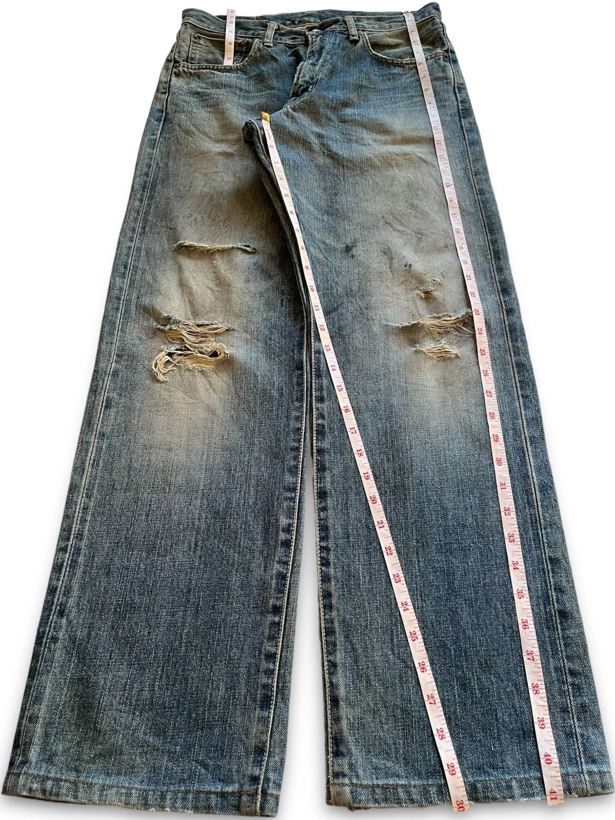 Edwin Vintage Edwin 505X Selvedge Distressed Baggy Jeans Size US 31 - 13 Thumbnail