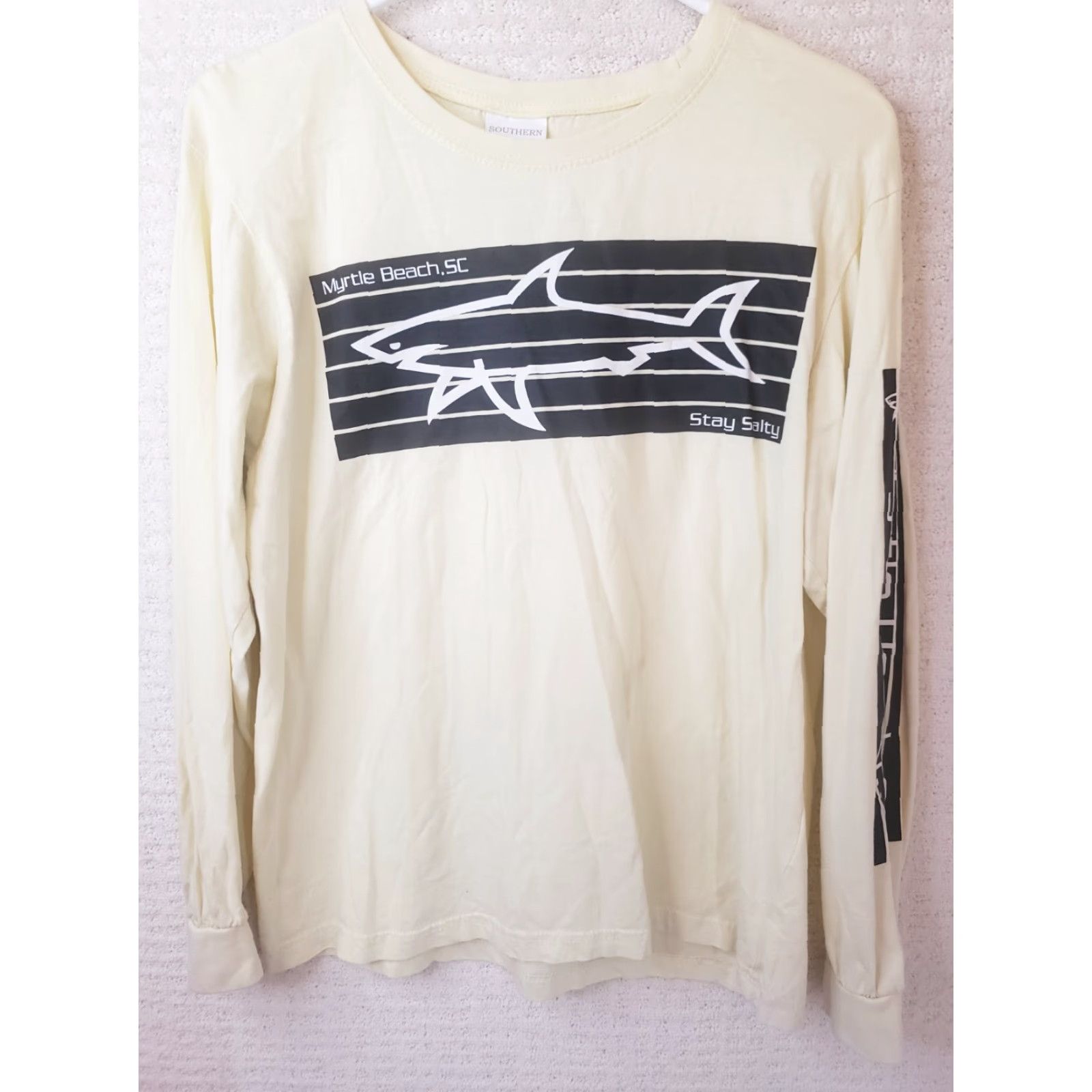 Vintage Southern Spirit Stay Salty Myrtle Beach SC T-Shirt Women S Long Sleeve Yellow 90s? Size S / US 4 / IT 40 - 2 Thumbnail