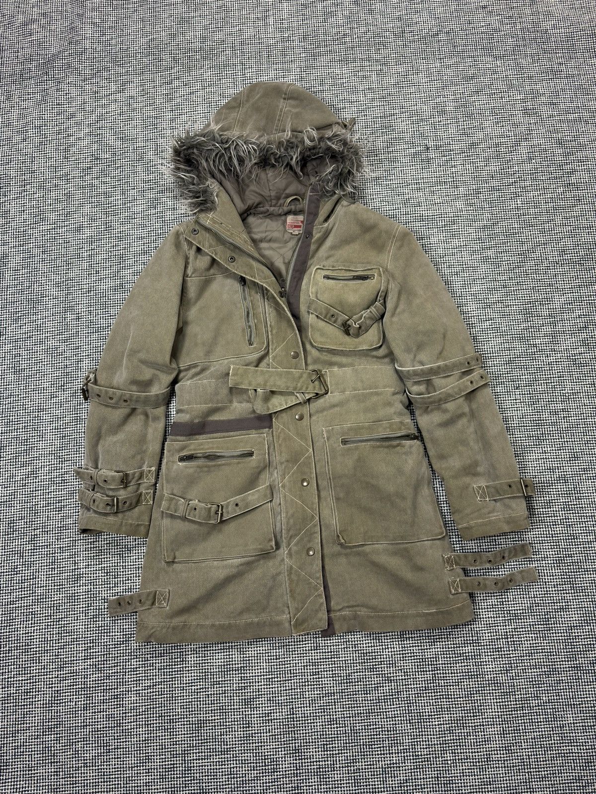 Japanese Brand Bondage cargo parka coat jacket faux fur harajuku japan Size L / US 10 / IT 46 - 2 Thumbnail