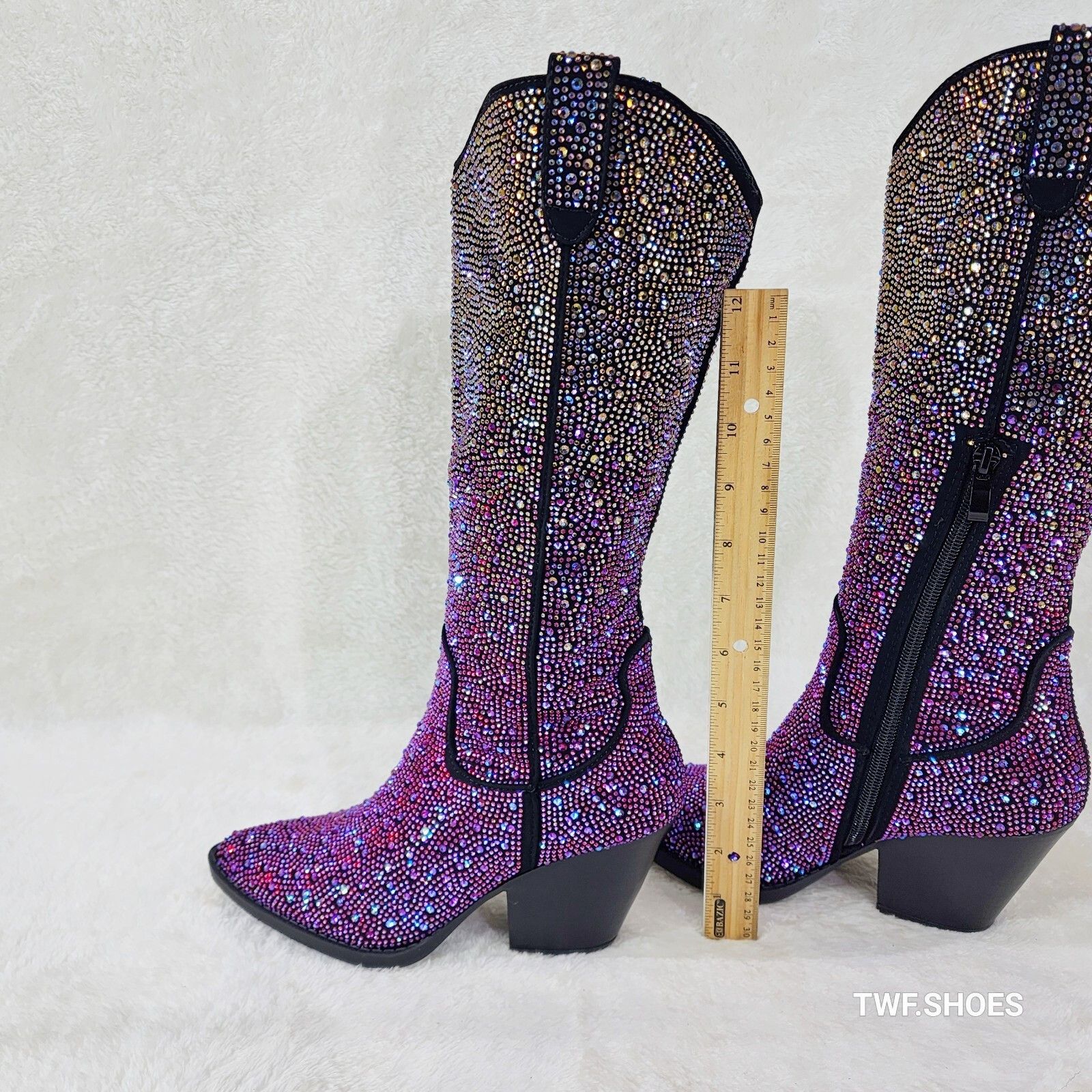 Other Wild Ones Glamour Cowboy Purple Multi Ombre Rhinestone Cowgi Size US 6.5 / IT 36.5 - 3 Thumbnail