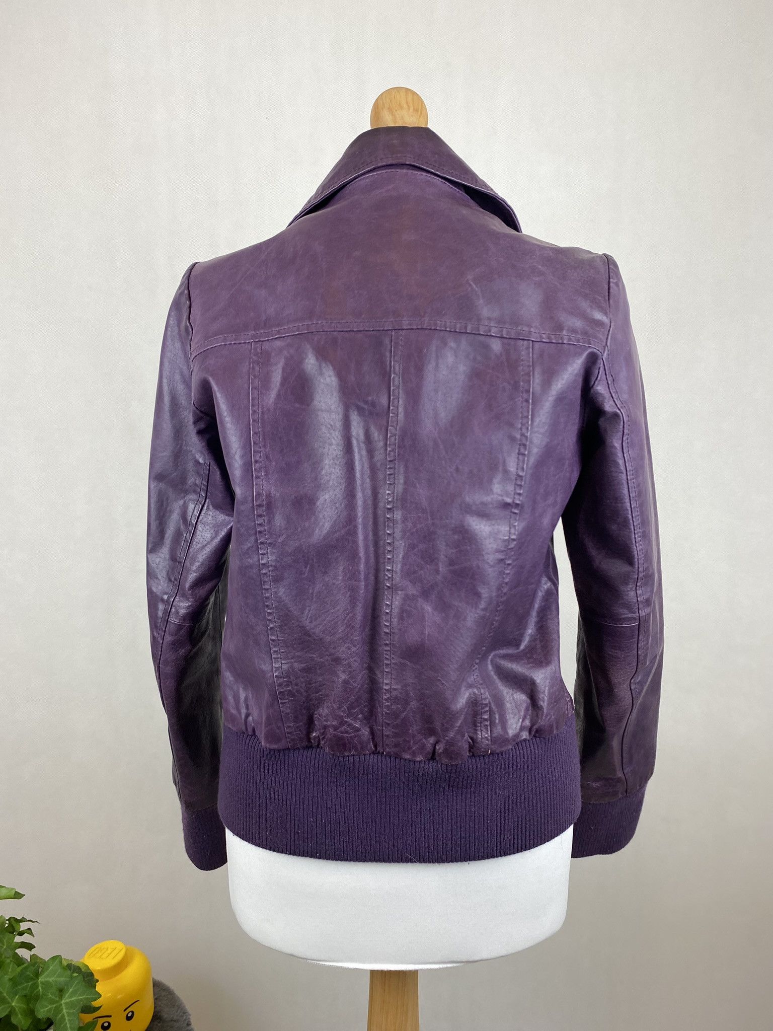 Genuine Leather × Vintage real leather jacket purple rare big pullers Size S / US 4 / IT 40 - 10 Thumbnail