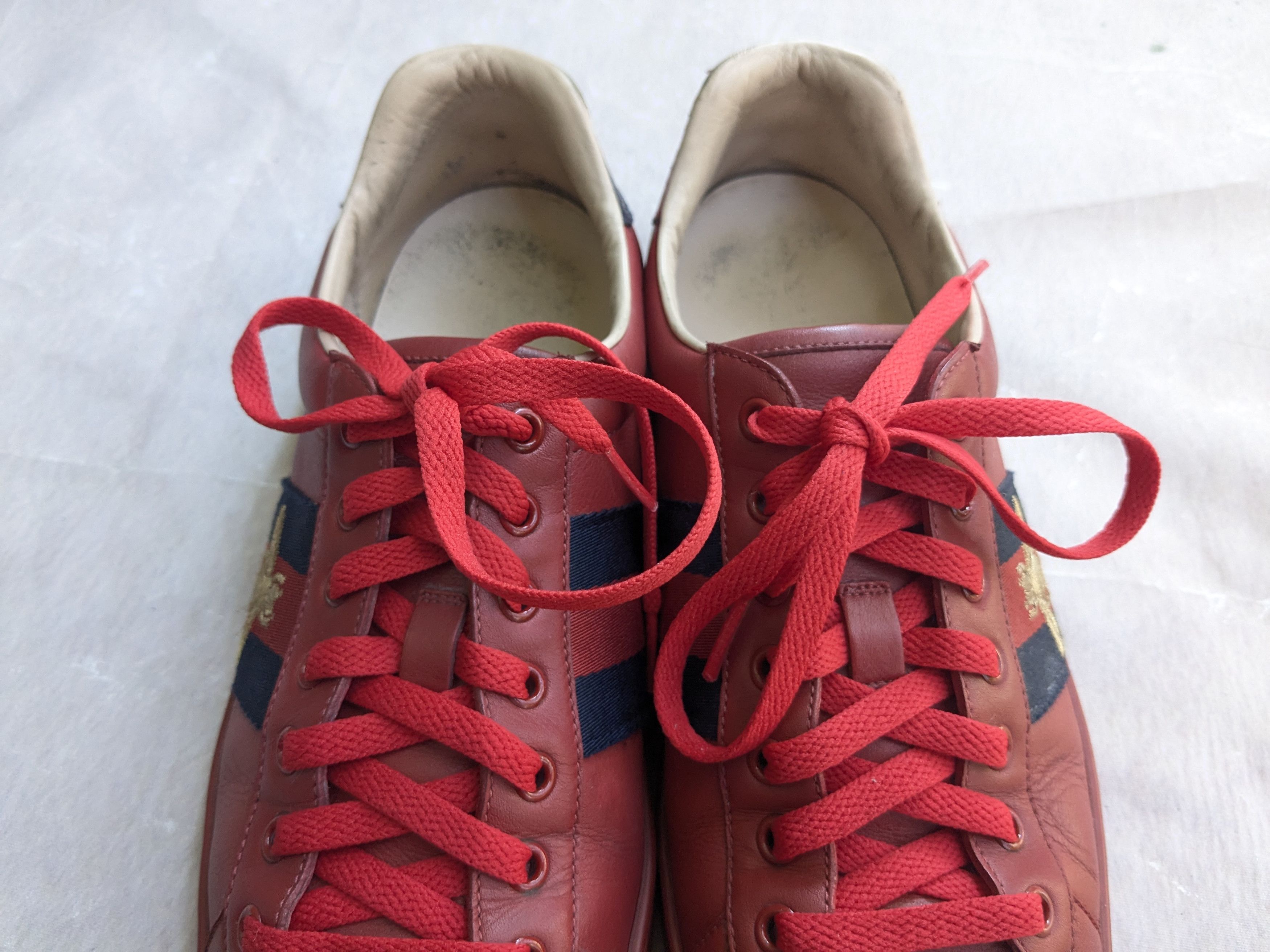 Gucci Gucci Ace Sneakers 9.5 Red Leather Low 429446 Size US 9.5 / EU 42-43 - 4 Thumbnail