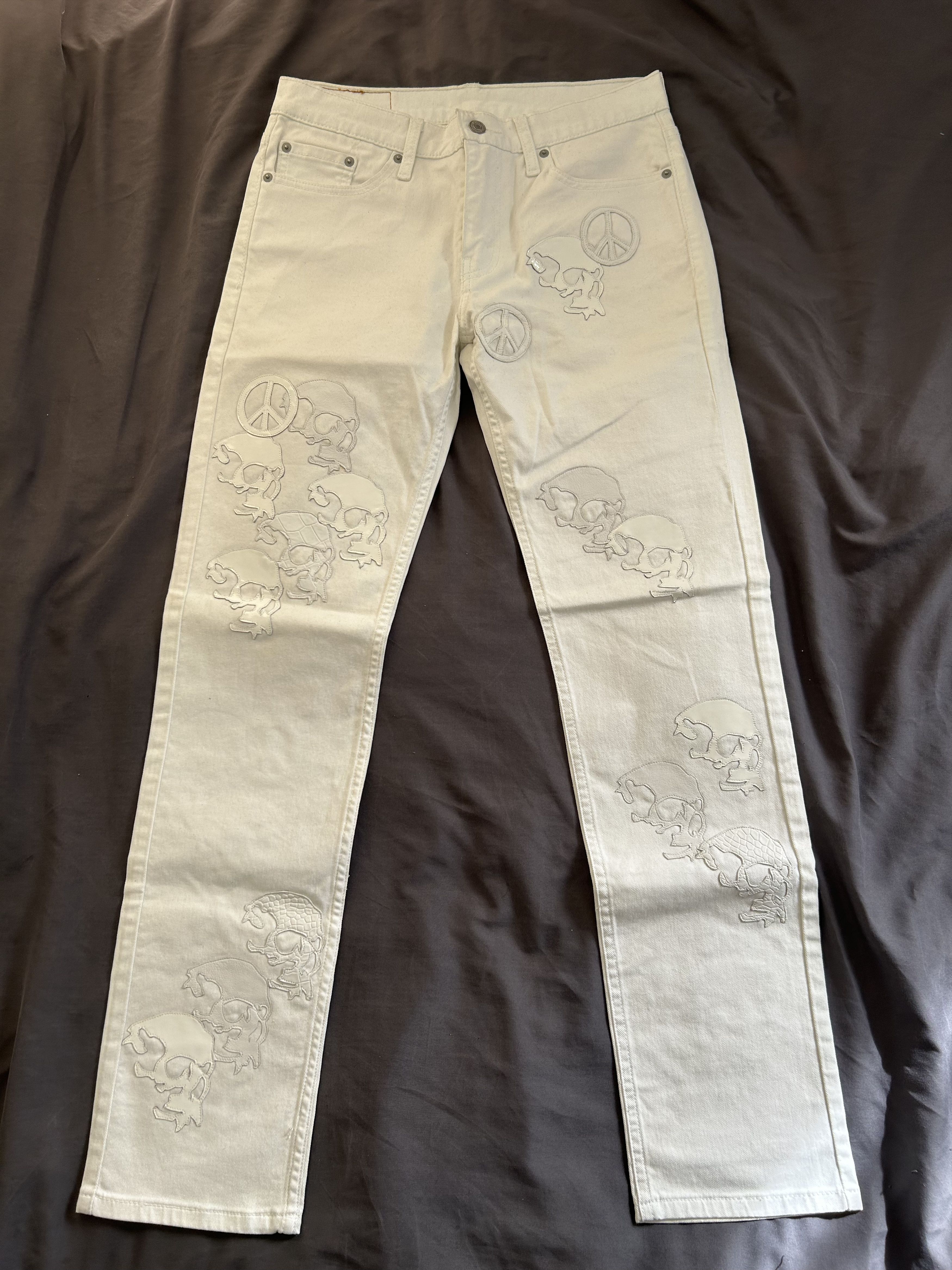 BV By Bodega Vengeance - Peace Over Chaos "White Out" Jeans Size US 30 / EU 46 - 1 Thumbnail