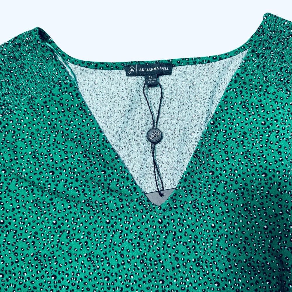 Adrianna Papell NWT New $79 Adrianna Papell Green Cheetah Print Long Sleeve Size XXL / US 16-18 / IT 52-54 - 6 Thumbnail