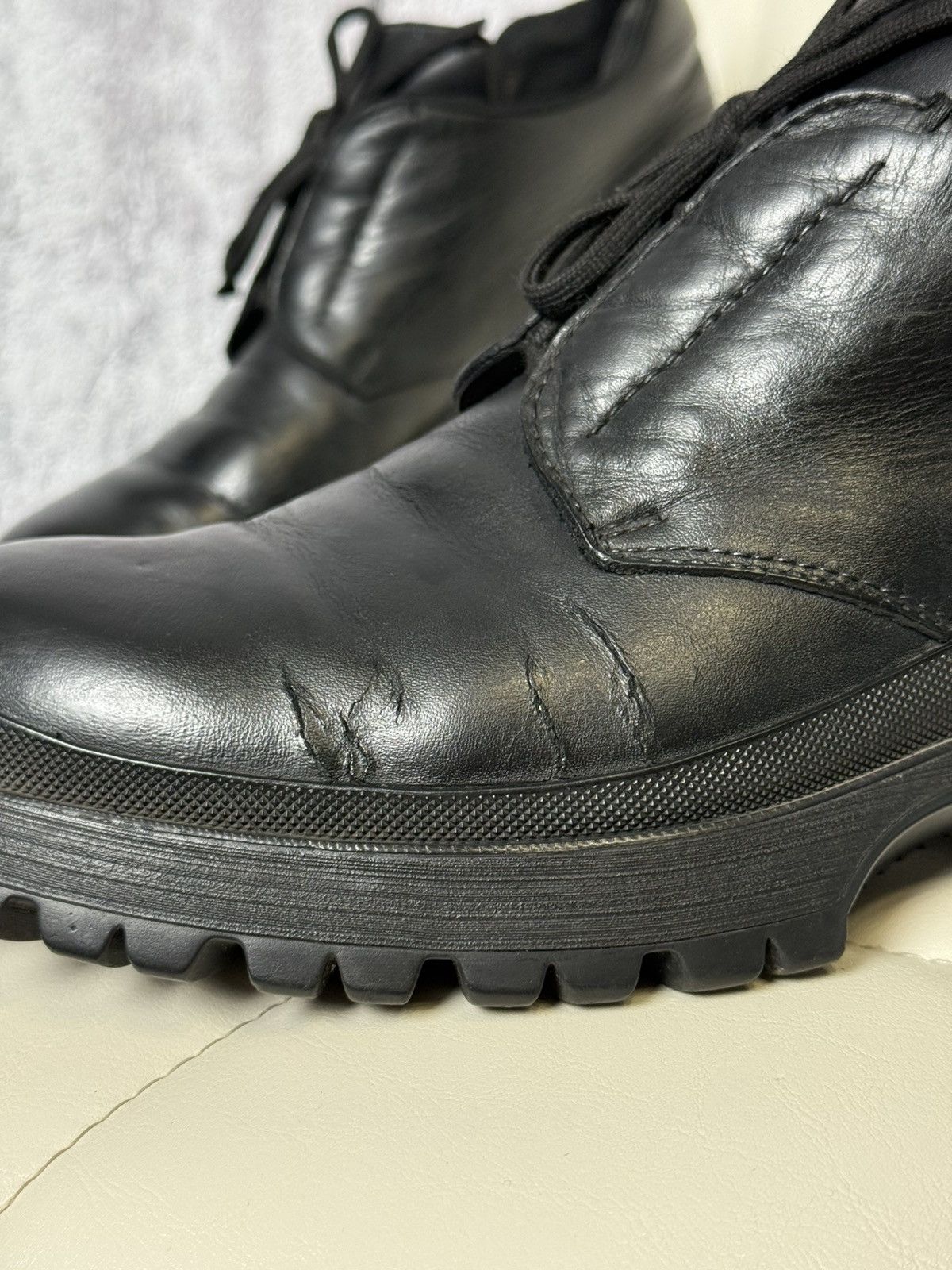 Prada Prada Black Leather Boots Men’s Lug Sole Shoes Made in Italy Size US 9 / EU 42 - 3 Thumbnail
