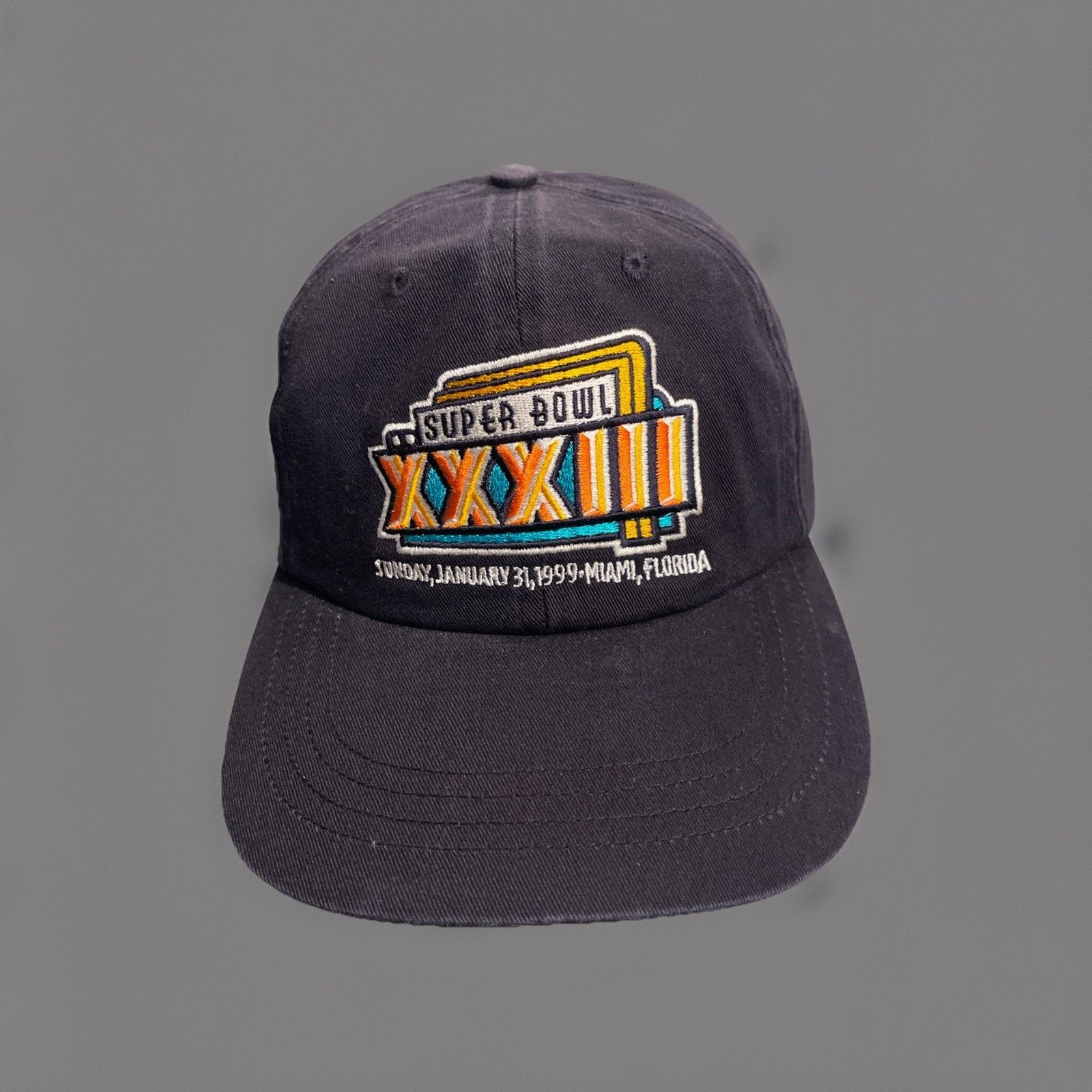 Logo 7 NWOT Vtg NFL Super Bowl XXXIII 1999 Miami Strapback Hat Size ONE SIZE - 1 Thumbnail