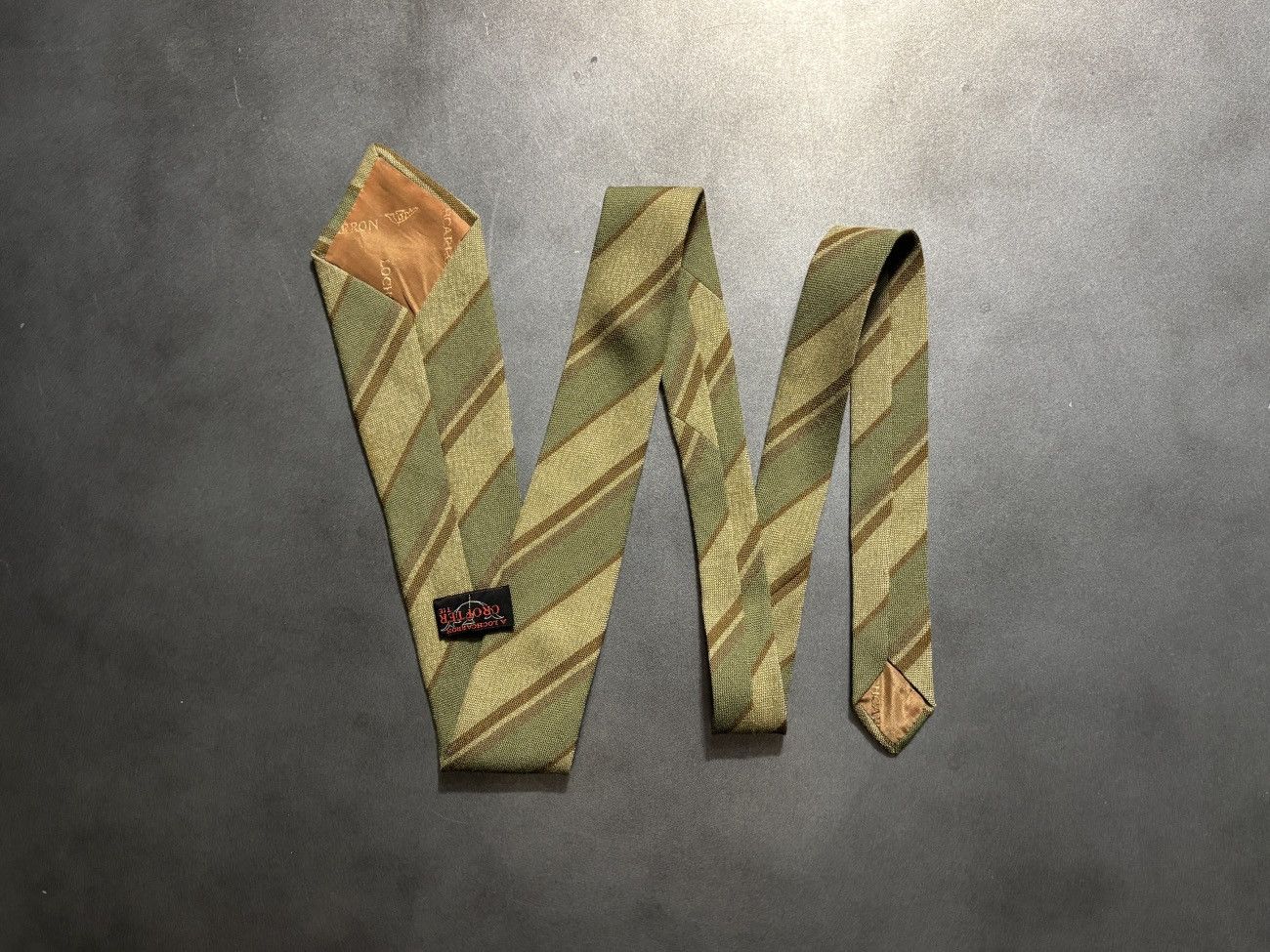 Vintage Made in Scotland Vintage Wool Tie Crofter Striped Green 70s Size ONE SIZE - 9 Thumbnail