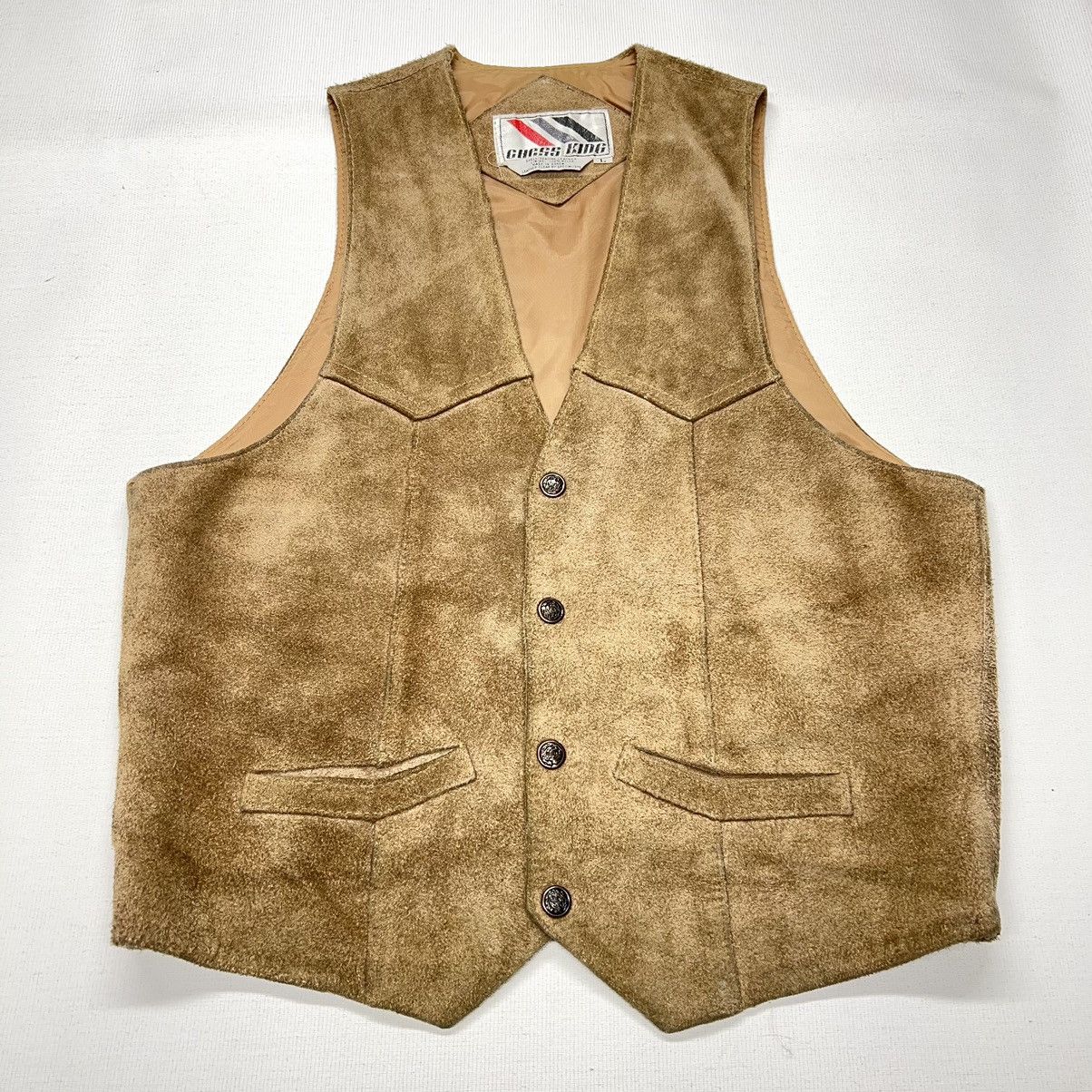 Vintage VTG Chess King Beige Suede Leather Vest Western Retro Tan Size US L / EU 52-54 / 3 - 1 Thumbnail