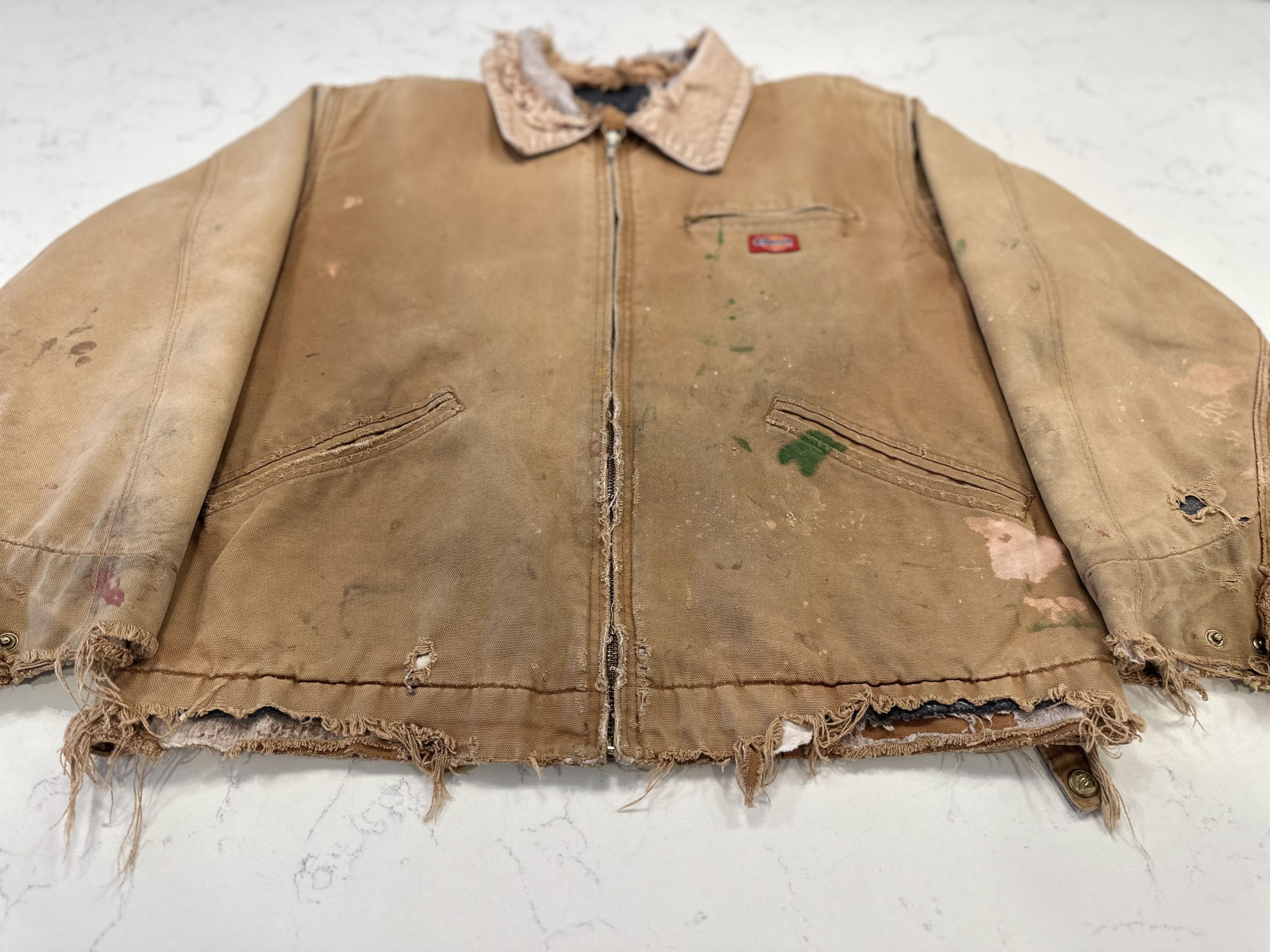 Carhartt × Dickies × Vintage VINTAGE 90s DICKIES DETROIT JACKET SZ L TAN THRASHED Size US L / EU 52-54 / 3 - 5 Thumbnail