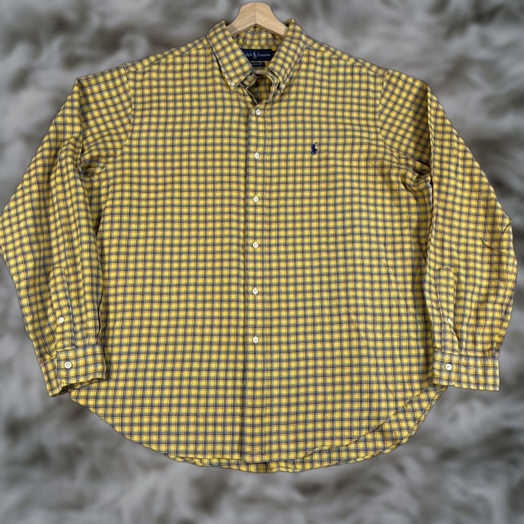 Polo Ralph Lauren Polo Ralph Lauren Shirt XL Mens Plaid Yellow Classic Fit Button-Up Pony 90s Y2K Shirt Men Button-Down Collar Size US XL / EU 56 / 4 - 1 Thumbnail