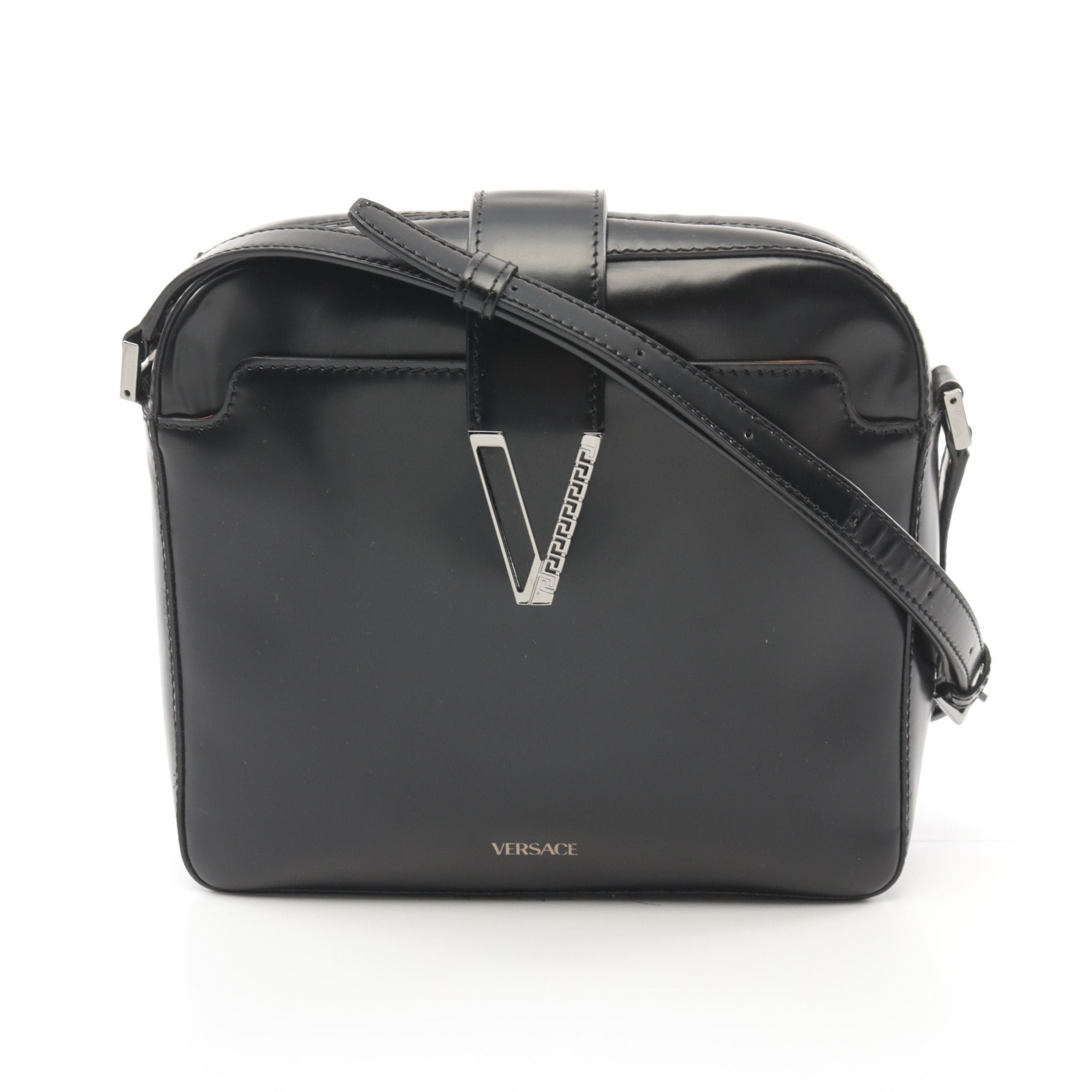 Versace Versace Greca Shoulder Bag Leather Black Size ONE SIZE - 1 Thumbnail