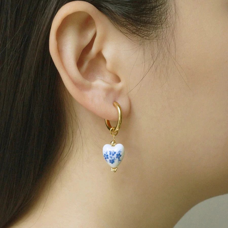 Other Heart Flower Pearl Hoop Earrings Size ONE SIZE - 2 Thumbnail