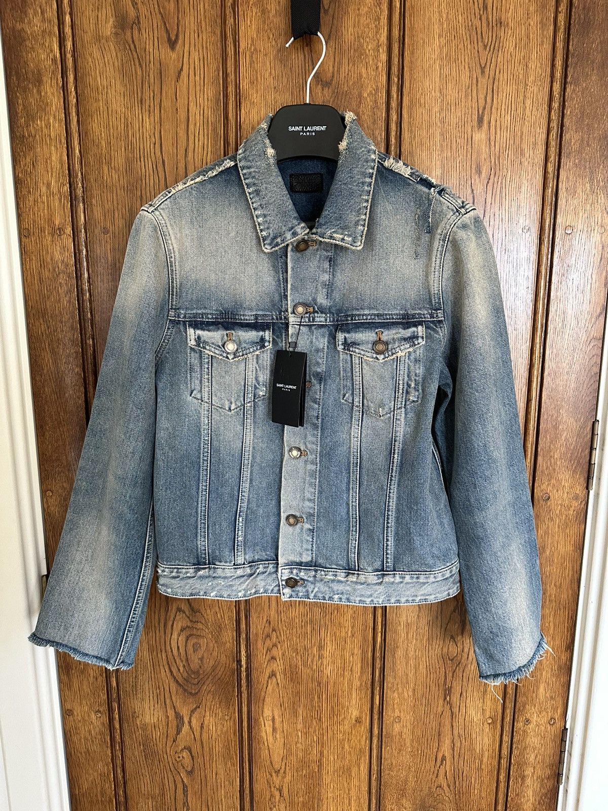 Saint Laurent Paris $1090 Saint Laurent destroyed distressed denim jacket BNWT L Size US L / EU 52-54 / 3 - 3 Thumbnail