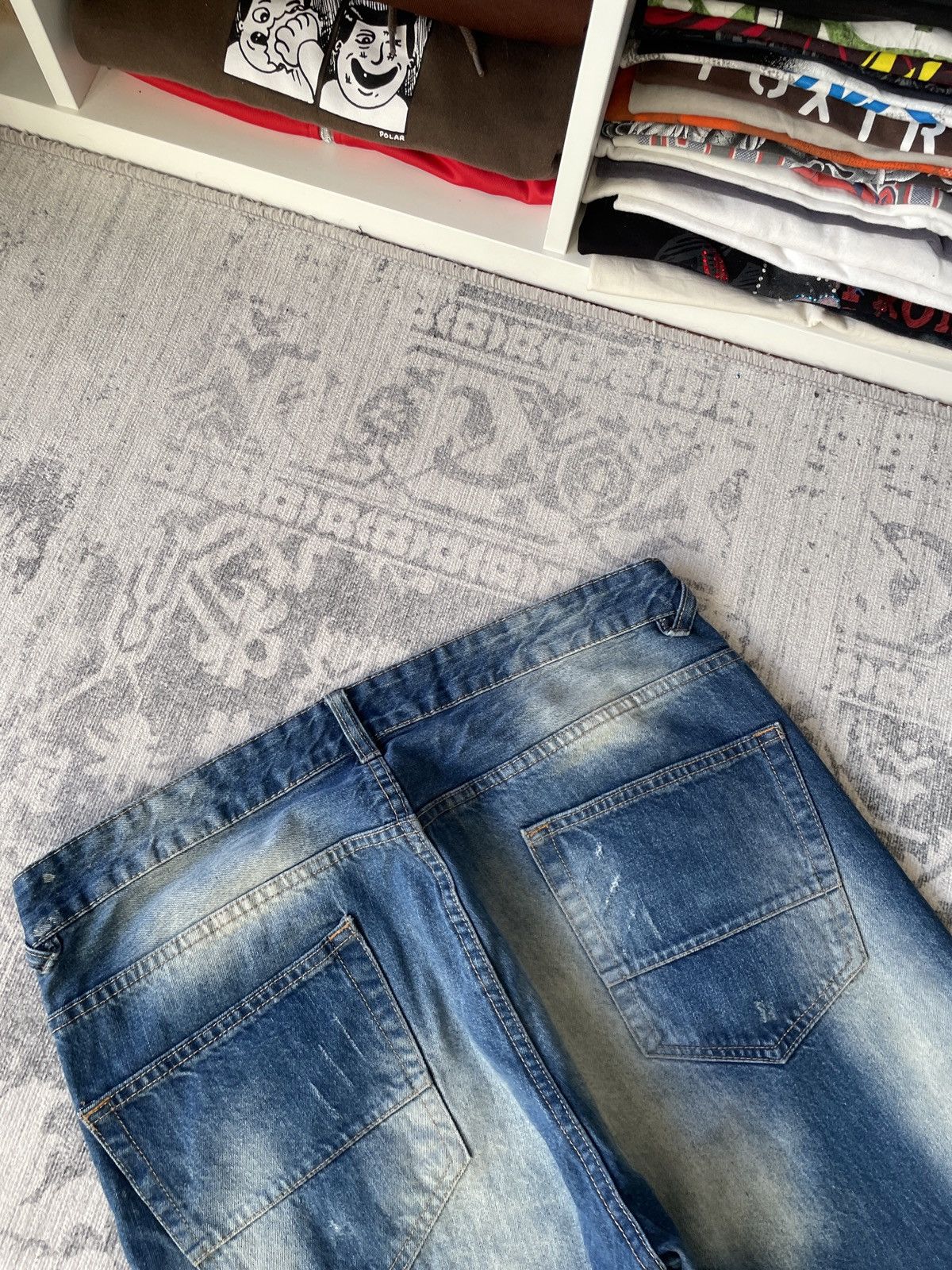 Vintage Vintage Faded Jeans Avant Garde Mud Washed Baggy Wide Flared Size US 34 / EU 50 - 9 Thumbnail
