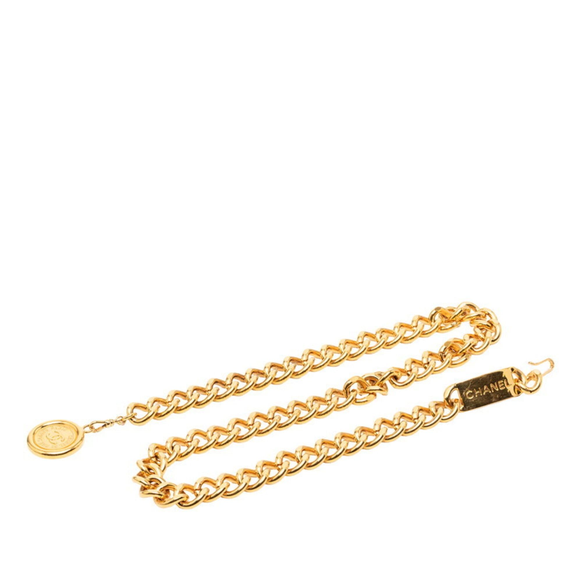 Chanel Chanel Coco Mark 31 Rue Cambon Logo Vintage Coin Plate Chain Belt Gold Plated Women's CHANEL Size ONE SIZE - 1 Thumbnail