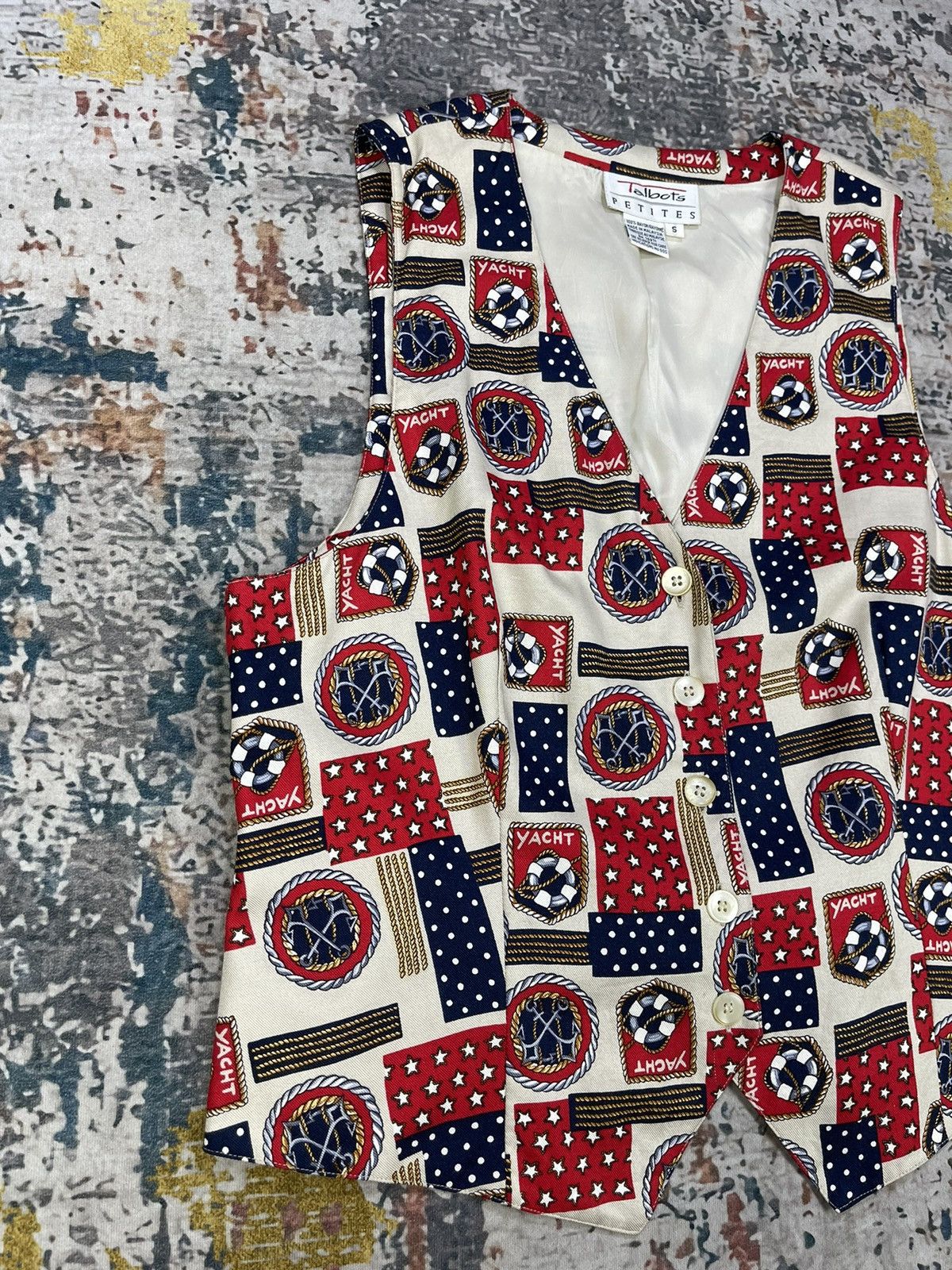 Talbots Vtg Talbots Nautical Rayon Tie Back Yatch Boat Vest Size S / US 4 / IT 40 - 2 Thumbnail