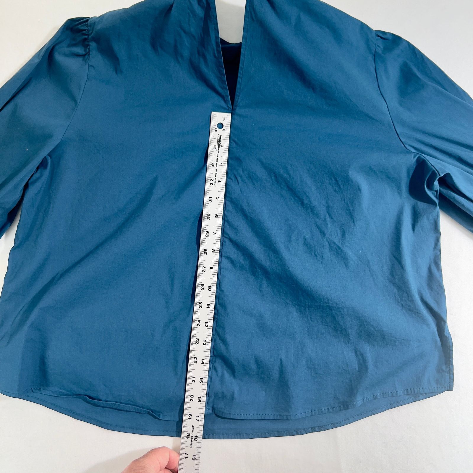 Other Eloquii Blouse Top Woman 18 Blue Elastic Cuffs Tie Back Size XXL / US 16-18 / IT 52-54 - 12 Thumbnail