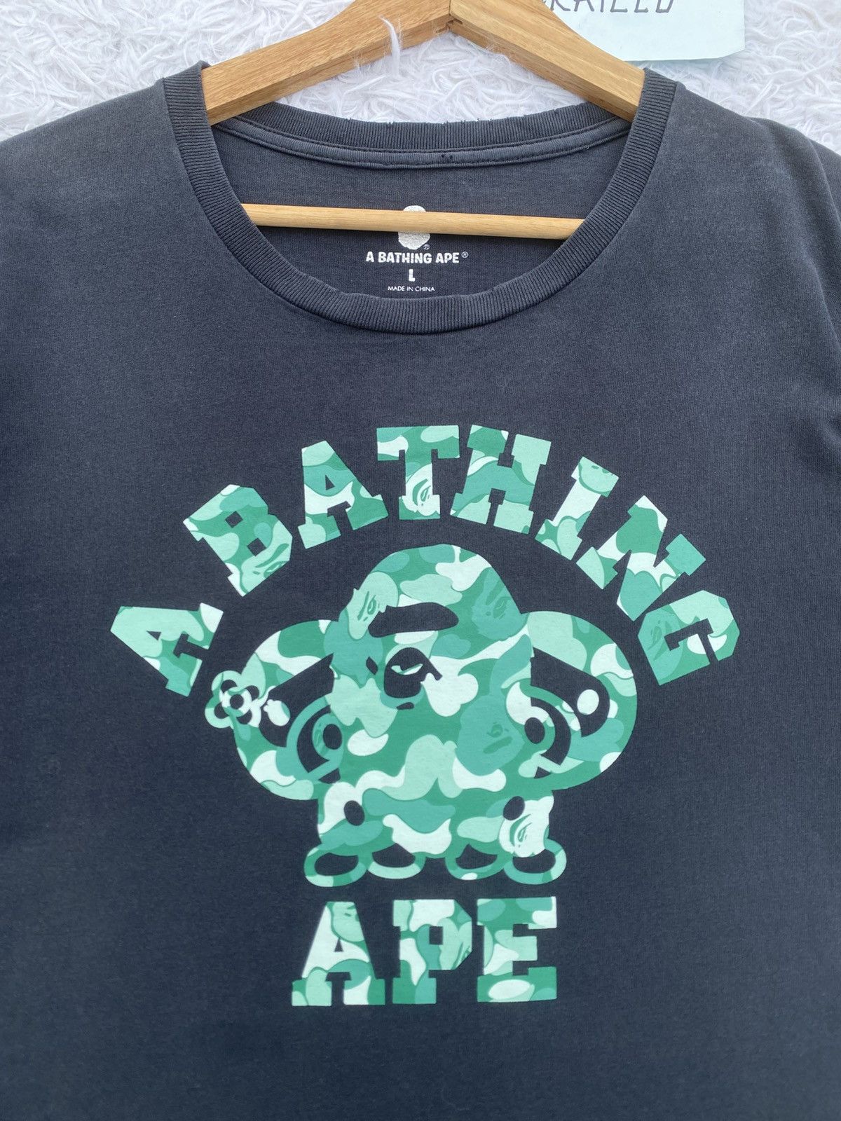 Bape Rare Vintage A Bathing Ape BAPE Camo College Logo Tshirt Size US L / EU 52-54 / 3 - 9 Thumbnail