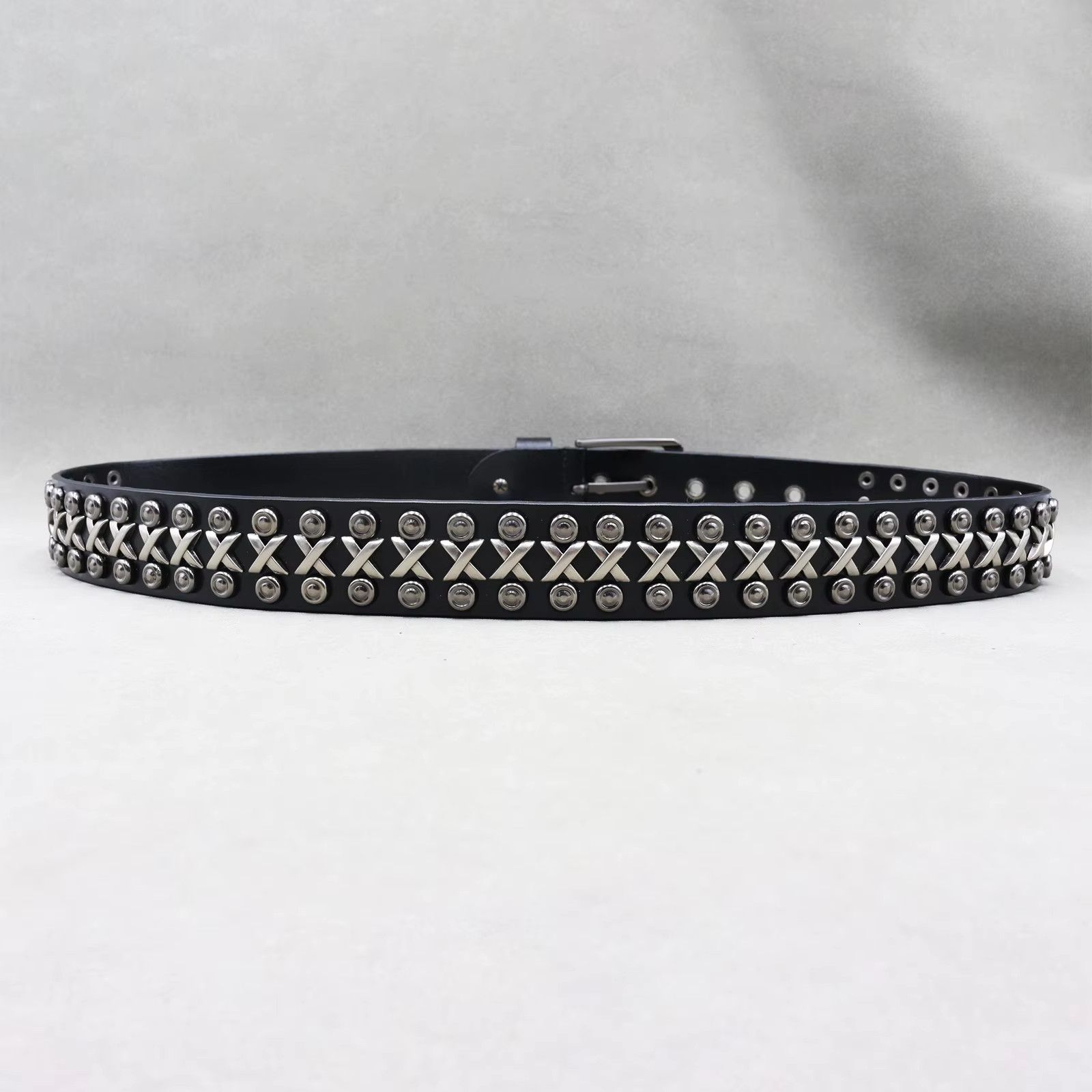 Jewelry Square Bead Rivet Belt Metal Pyramid Belt Size ONE SIZE - 5 Thumbnail