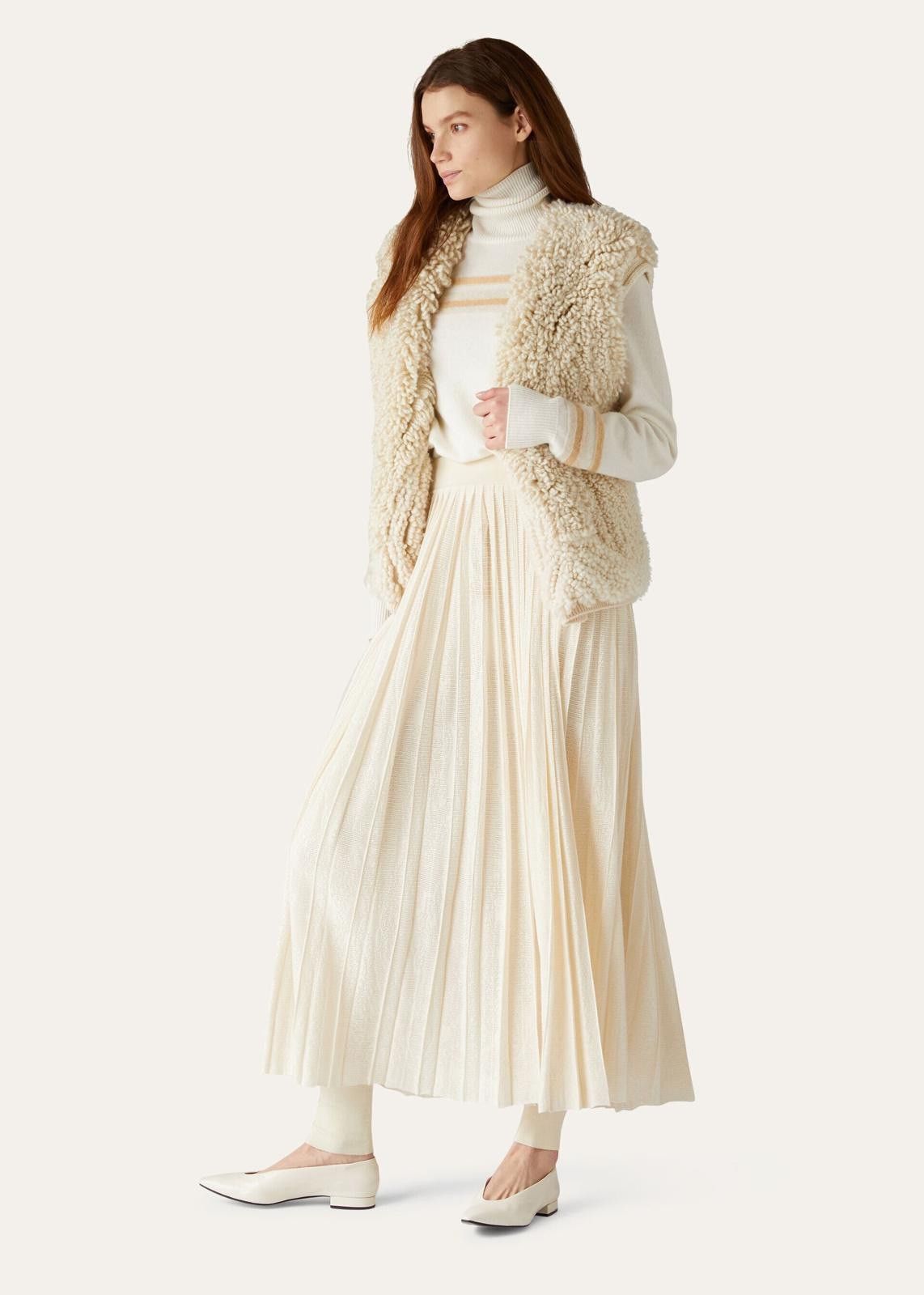 Loro Piana o1srvl11e1224 Diavolezza Virgin Wool Skirt in Ivory Size 28" / US 6 / IT 42 - 3 Thumbnail