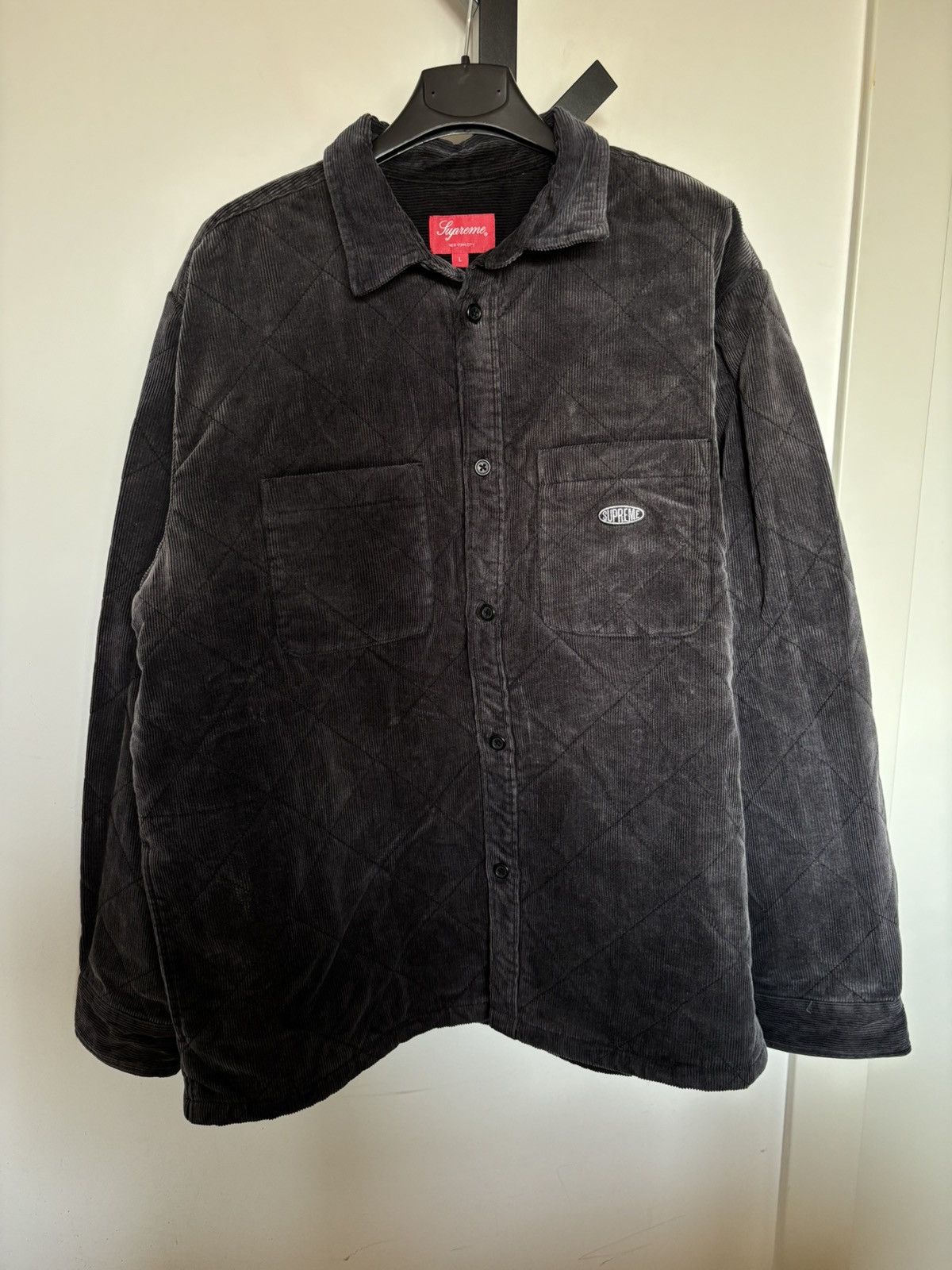 Supreme Supreme Quilted Corduroy Shirt FW22 Grey Size L Size US L / EU 52-54 / 3 - 2 Thumbnail