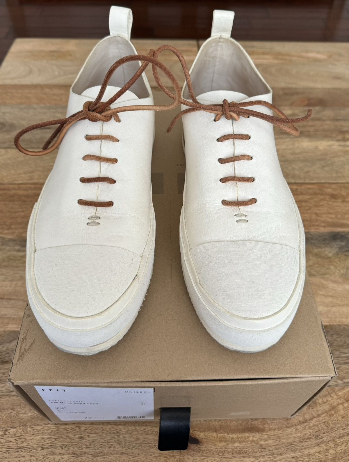image of Feit Hand Sewn Court Shoe Us8 in White, Men's