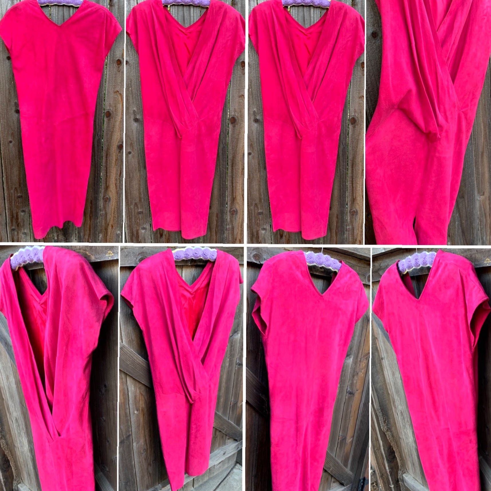 Vintage VAKKO Suede Dress Low Back Hot Pink Made In USA 1980s 80s Vintage Size 6 Size M / US 6-8 / IT 42-44 - 4 Thumbnail