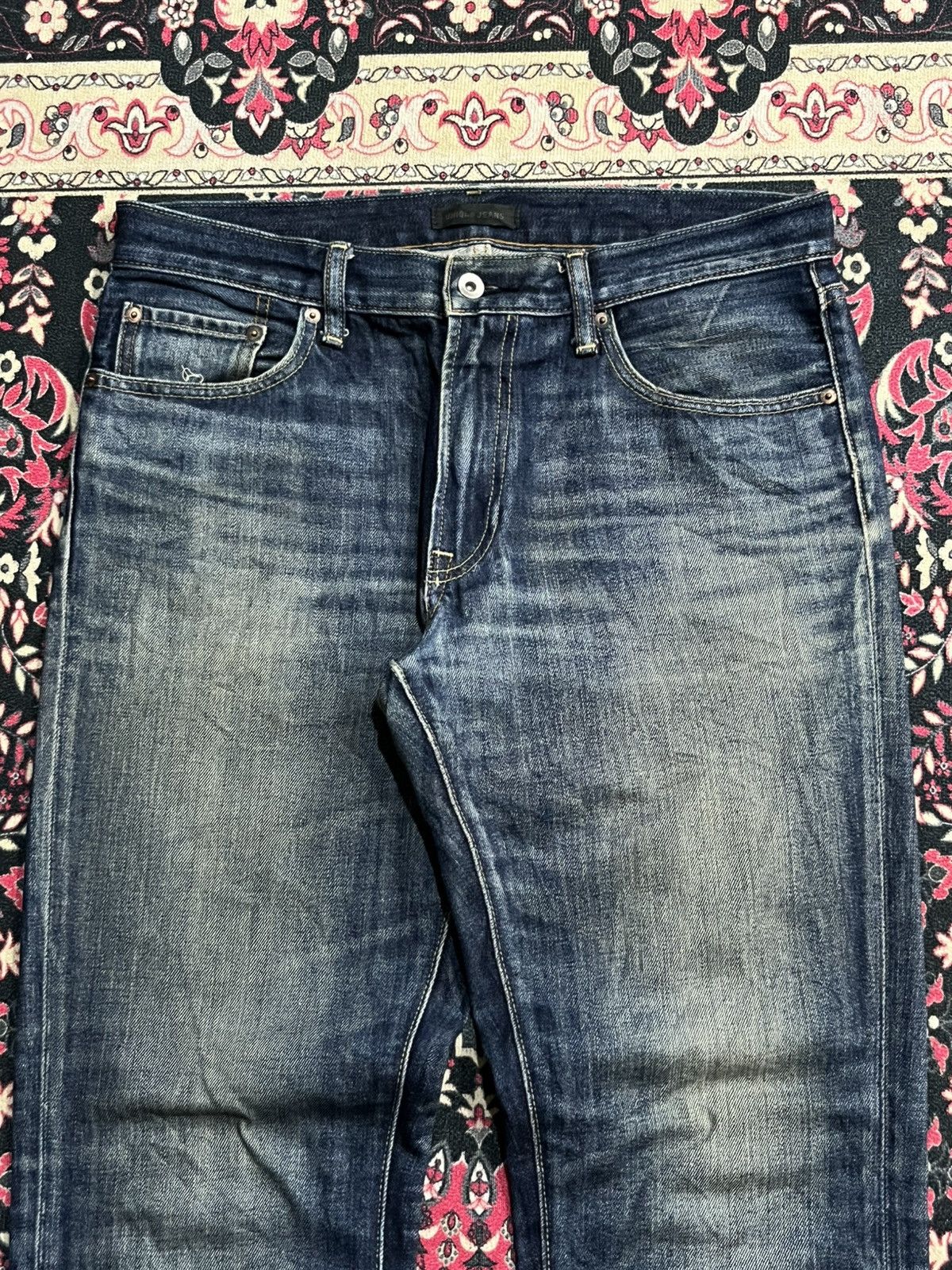 Uniqlo Vintage Uniqlo Dark Blue Washed Straight Leg Jeans Size US 32 / EU 48 - 4 Thumbnail